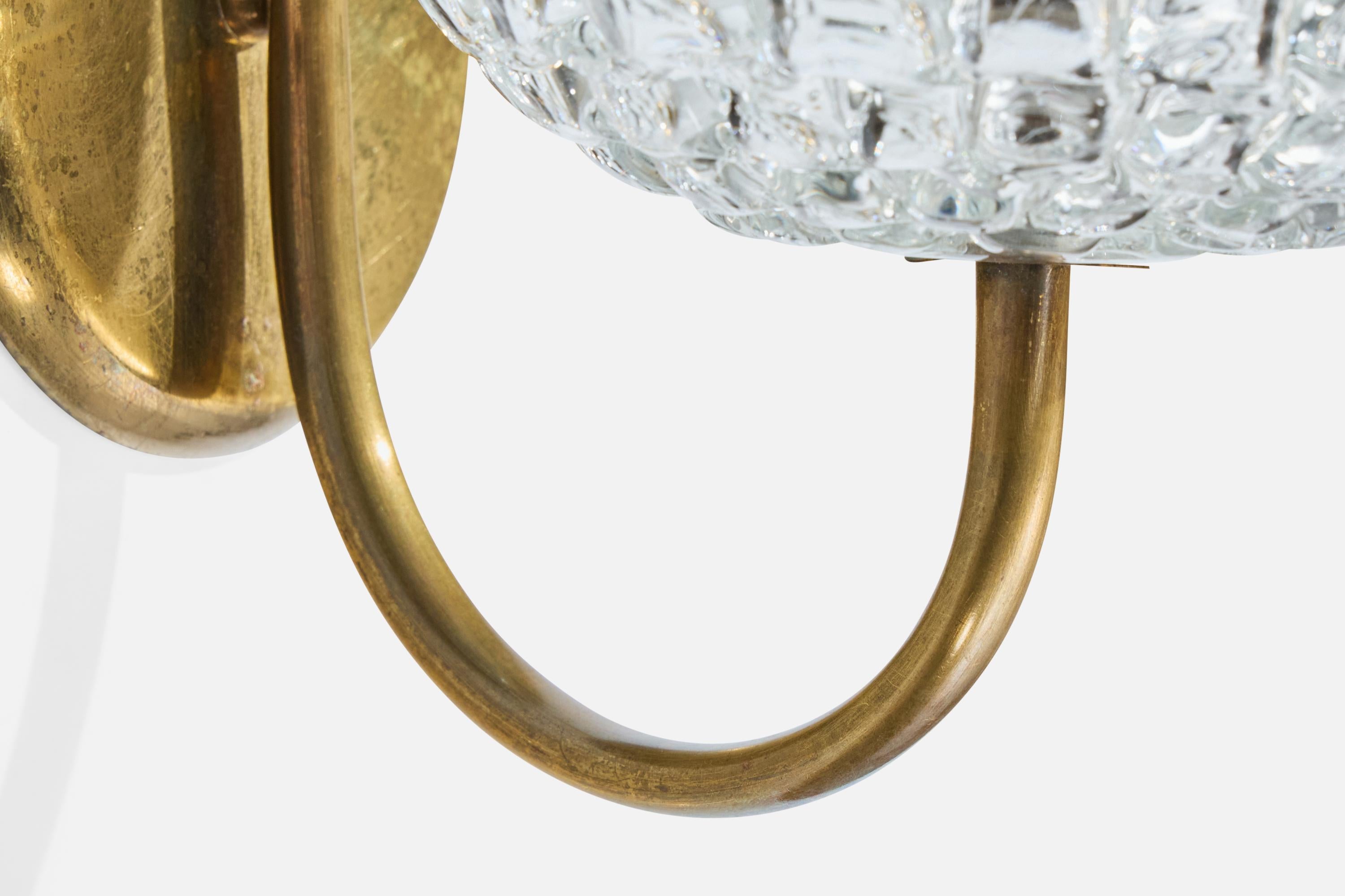 Diseñador italiano, Aplique, Latón, Cristal, Italia, Años 1950 mediados del siglo XX en venta