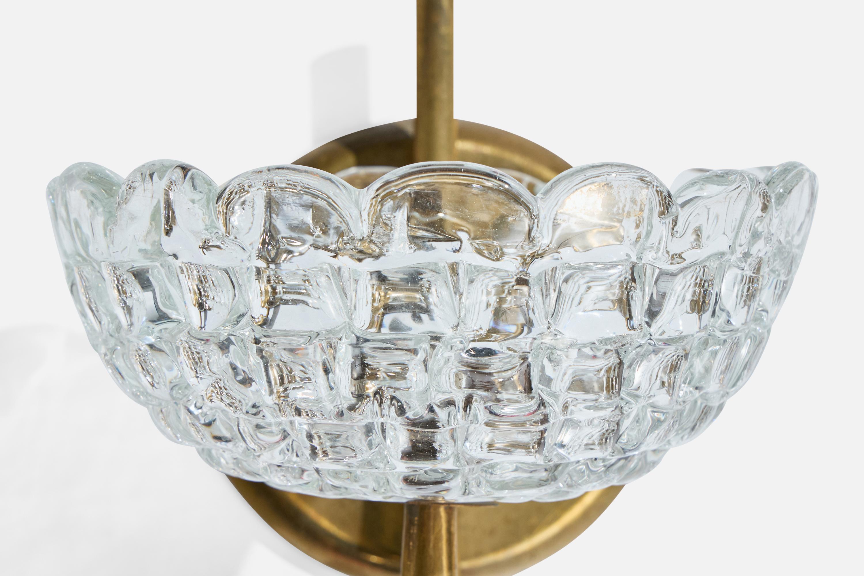 Diseñador italiano, Aplique, Latón, Cristal, Italia, Años 1950 en venta 1