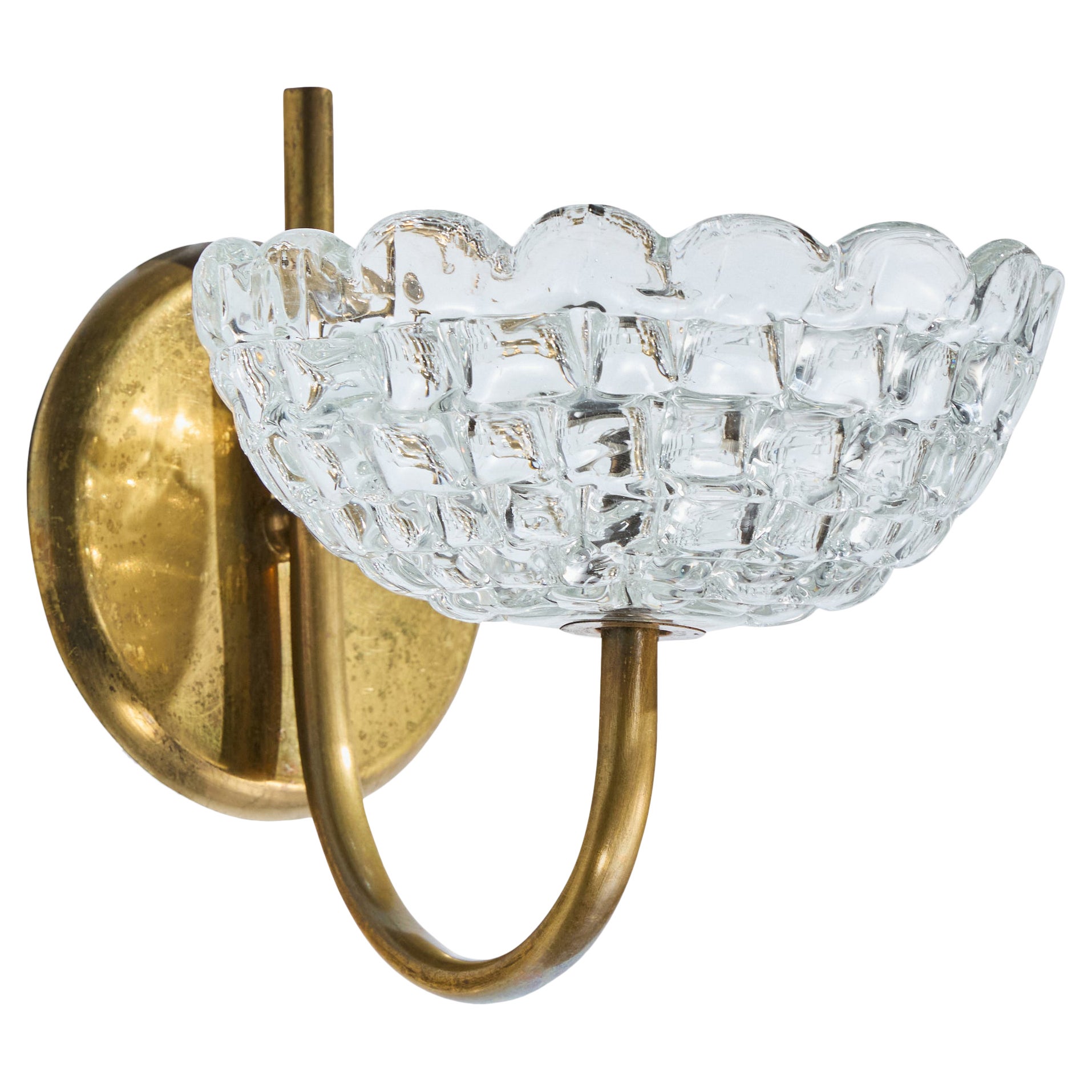 Diseñador italiano, Aplique, Latón, Cristal, Italia, Años 1950