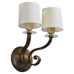 Designer italiano, Applique, Ottone, Vetro, Metallo, Fabrice, Italia, anni '30