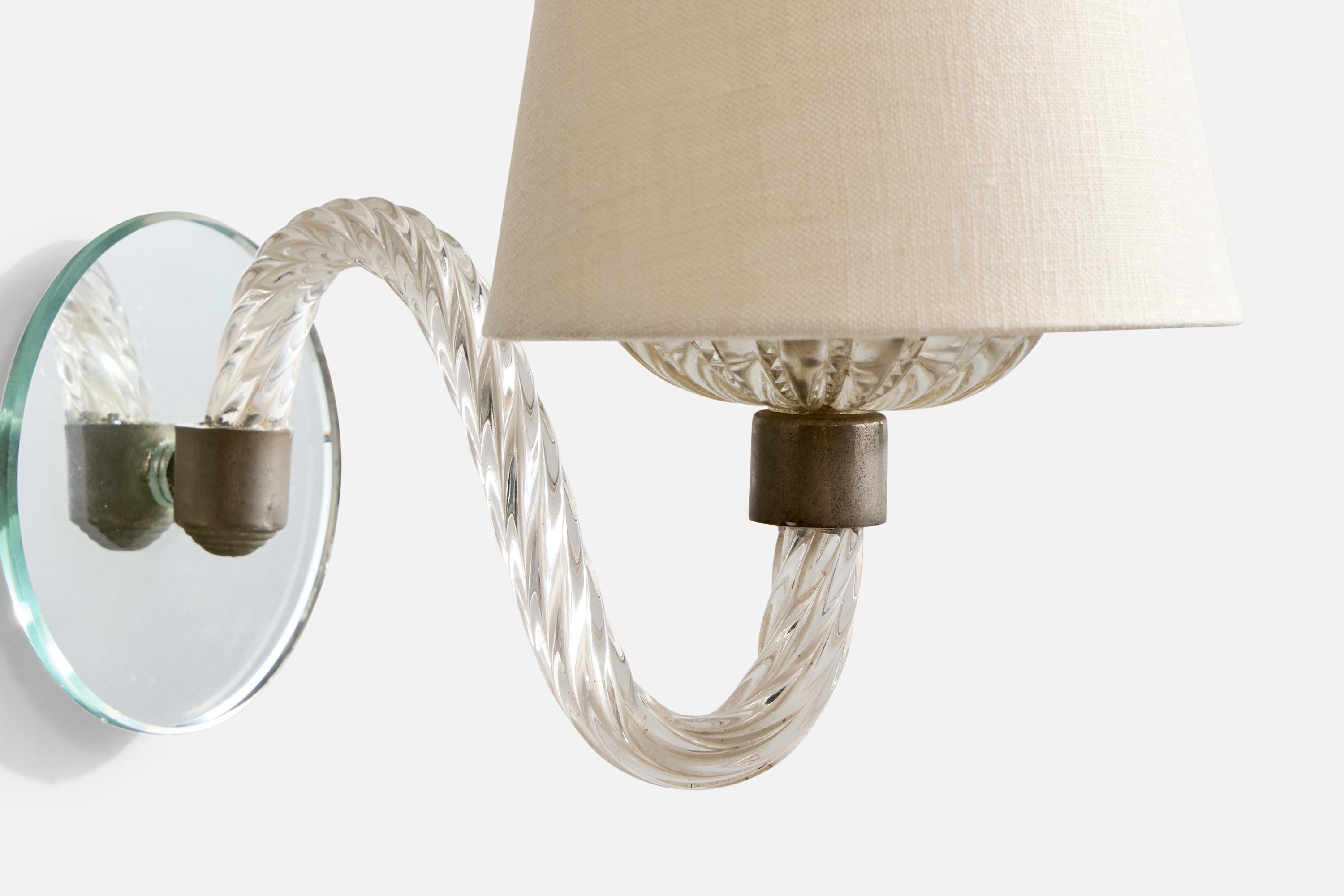 Ottone Italian Designer, Wall Light, Brass, Glass, Mirror, Italy, 1940s in vendita