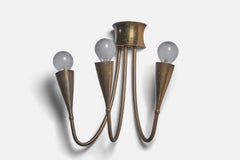 Italian Designer, Wall Light, Brass, Italy, 1940s