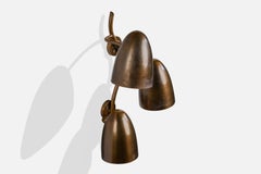 Italian Designer, Wall Light, Brass, Italy, 1970s