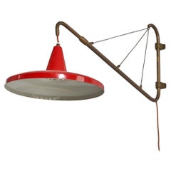 Italian Designer, Wall Light, Brass, Lacquered Metal, Italy, 1940s