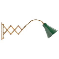 Italian Designer, Wall Light, Brass, Lacquered Metal, Italy, 1940s