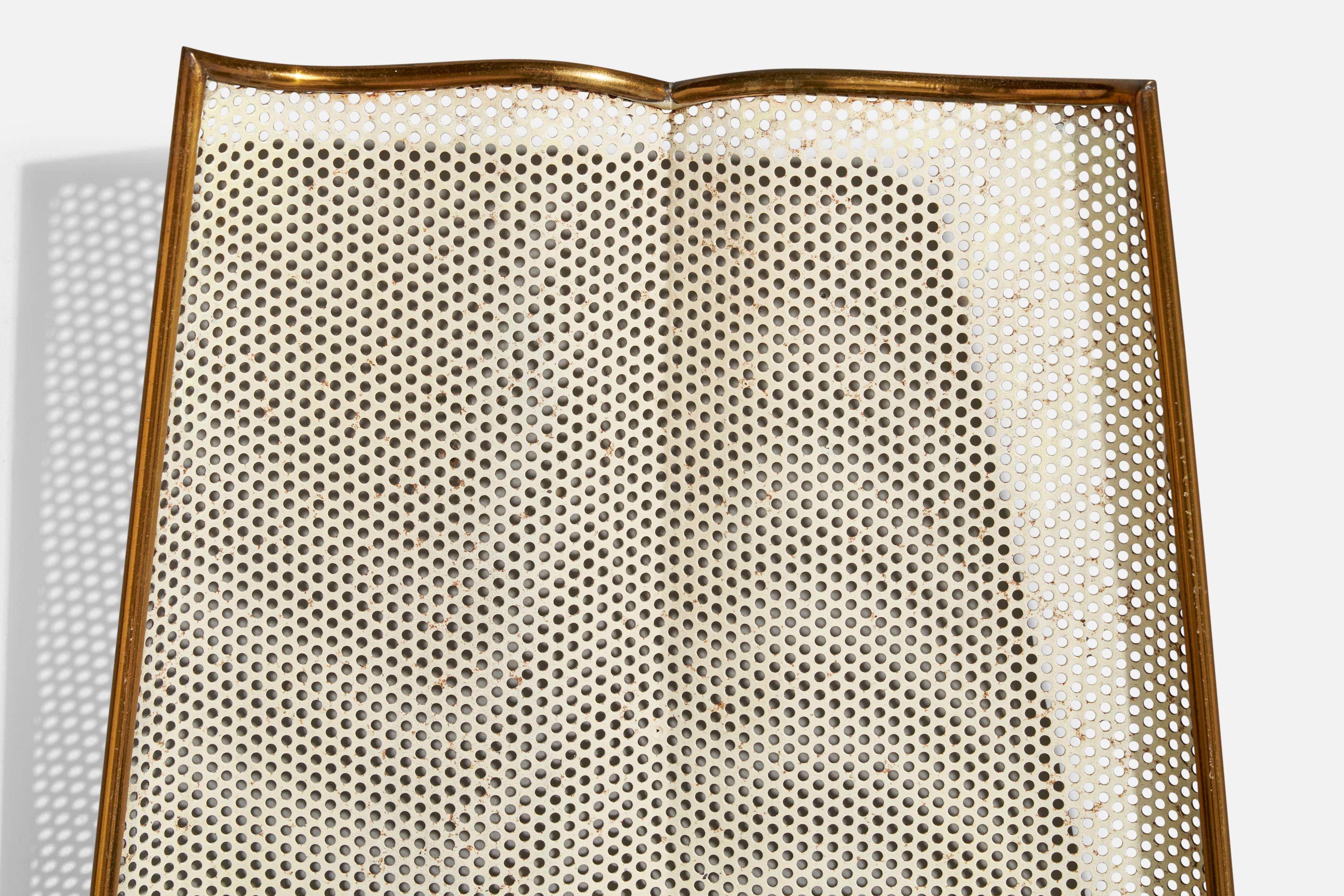Italian Designer, Wall Light, Brass, Metal, Fabric, Italy, 1950s 1