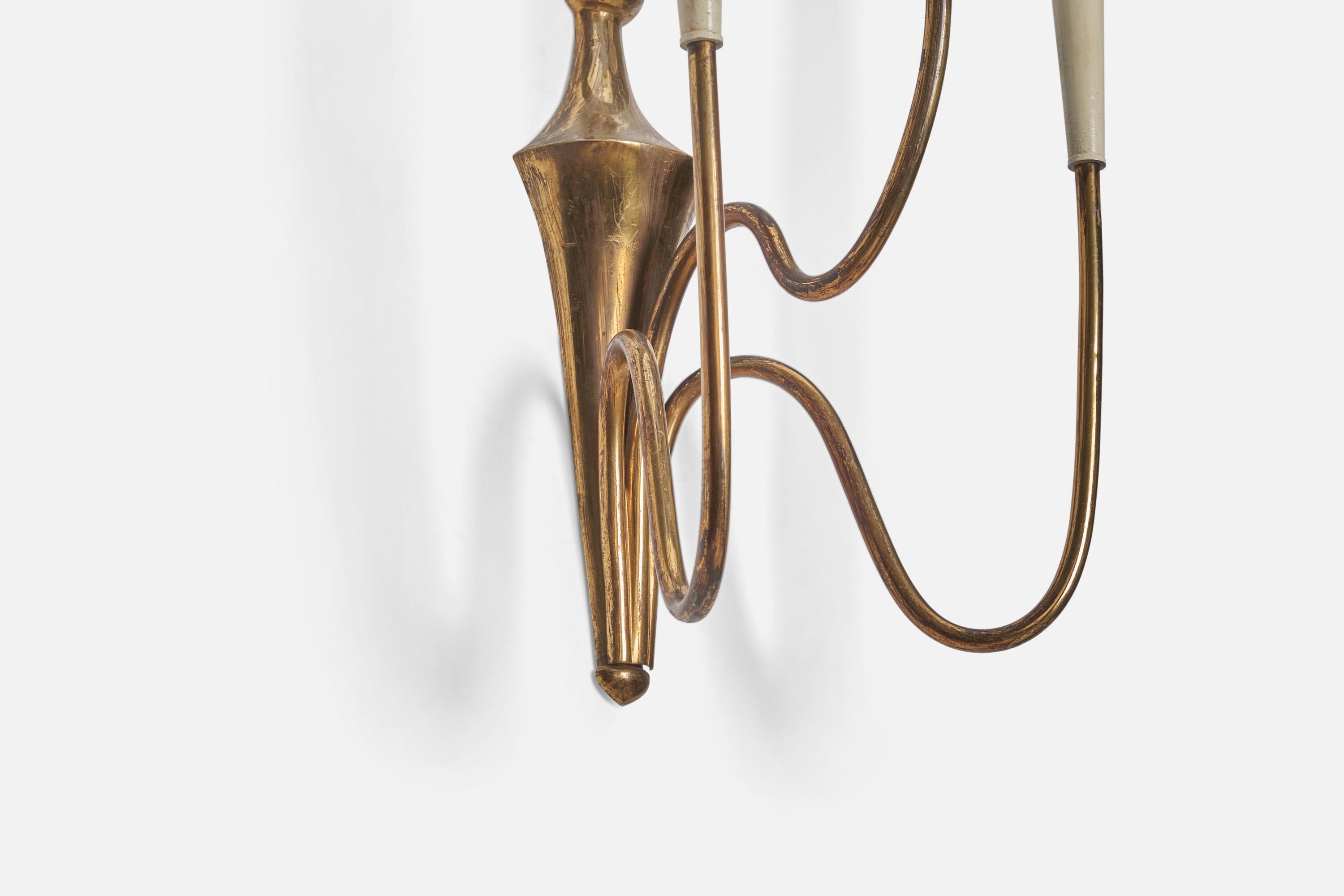 Mid-20th Century Italian Designer, Wall Light, Brass, Metal, Italy, 1930s