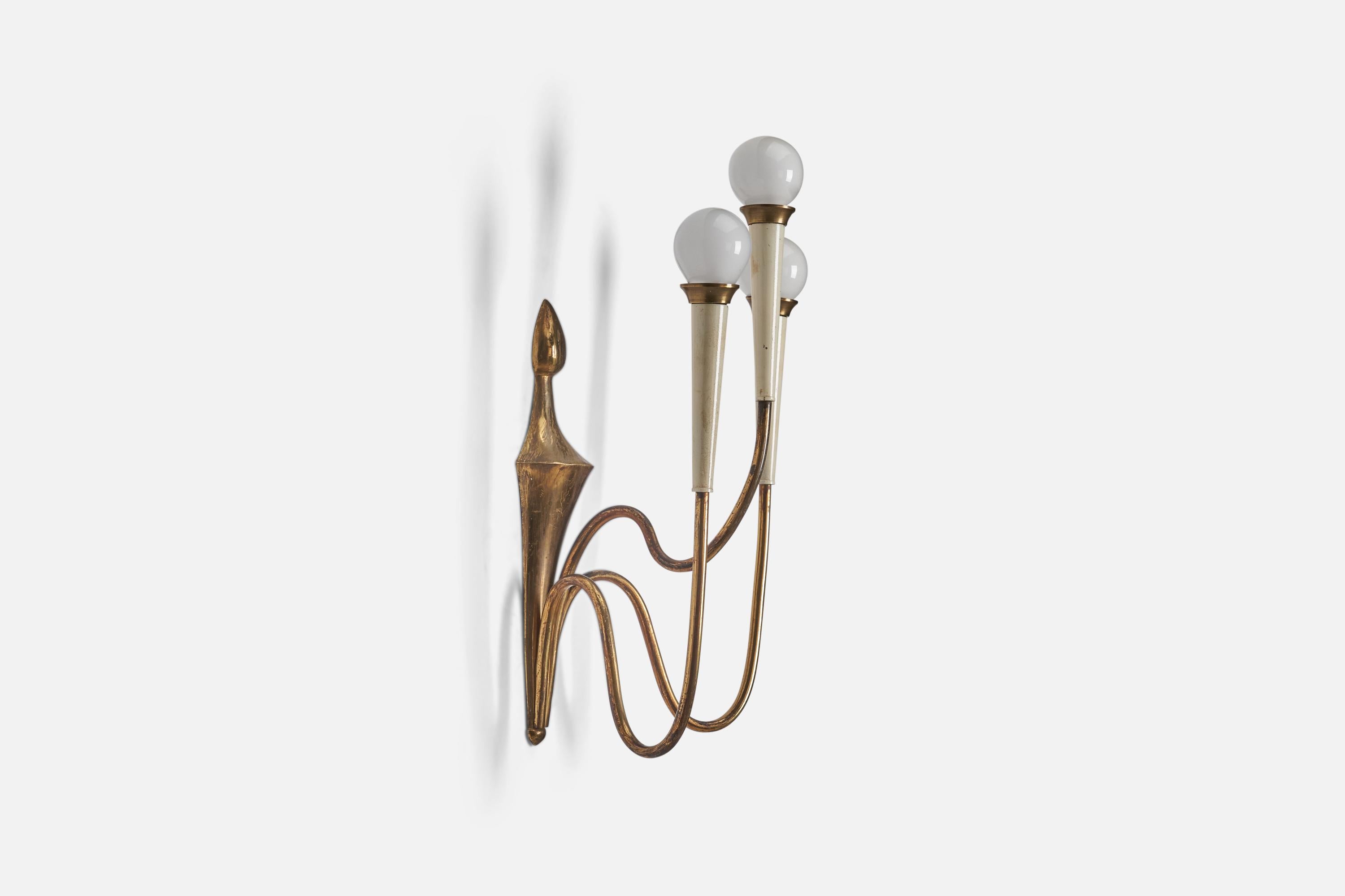 Italian Designer, Wall Light, Brass, Metal, Italy, 1930s 1