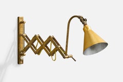 Italian Designer, Wall Light, Brass, Metal, Italy, 1940s