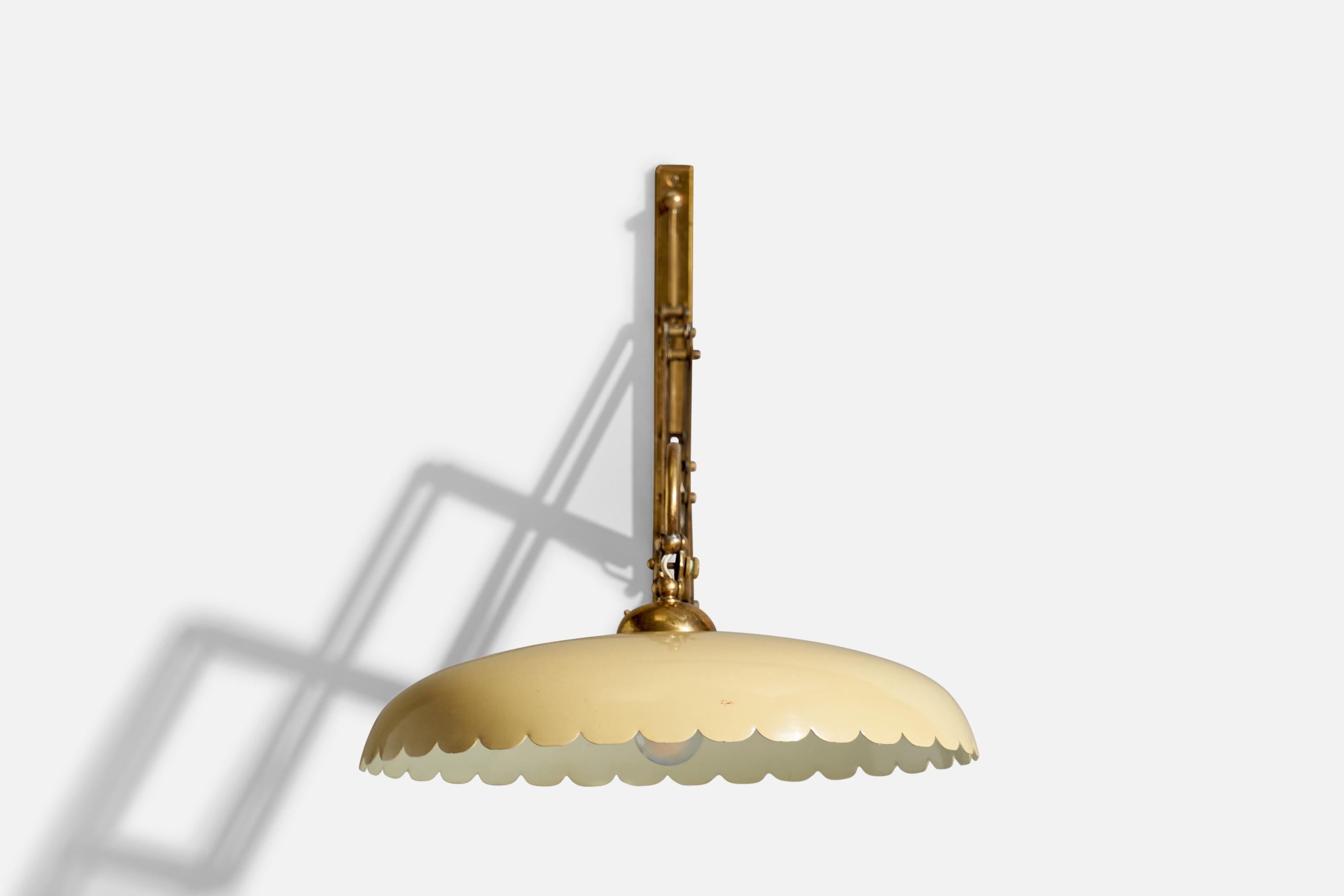 Mid-20th Century Italian Designer, Wall Light, Brass, Metal, Italy, 1940s