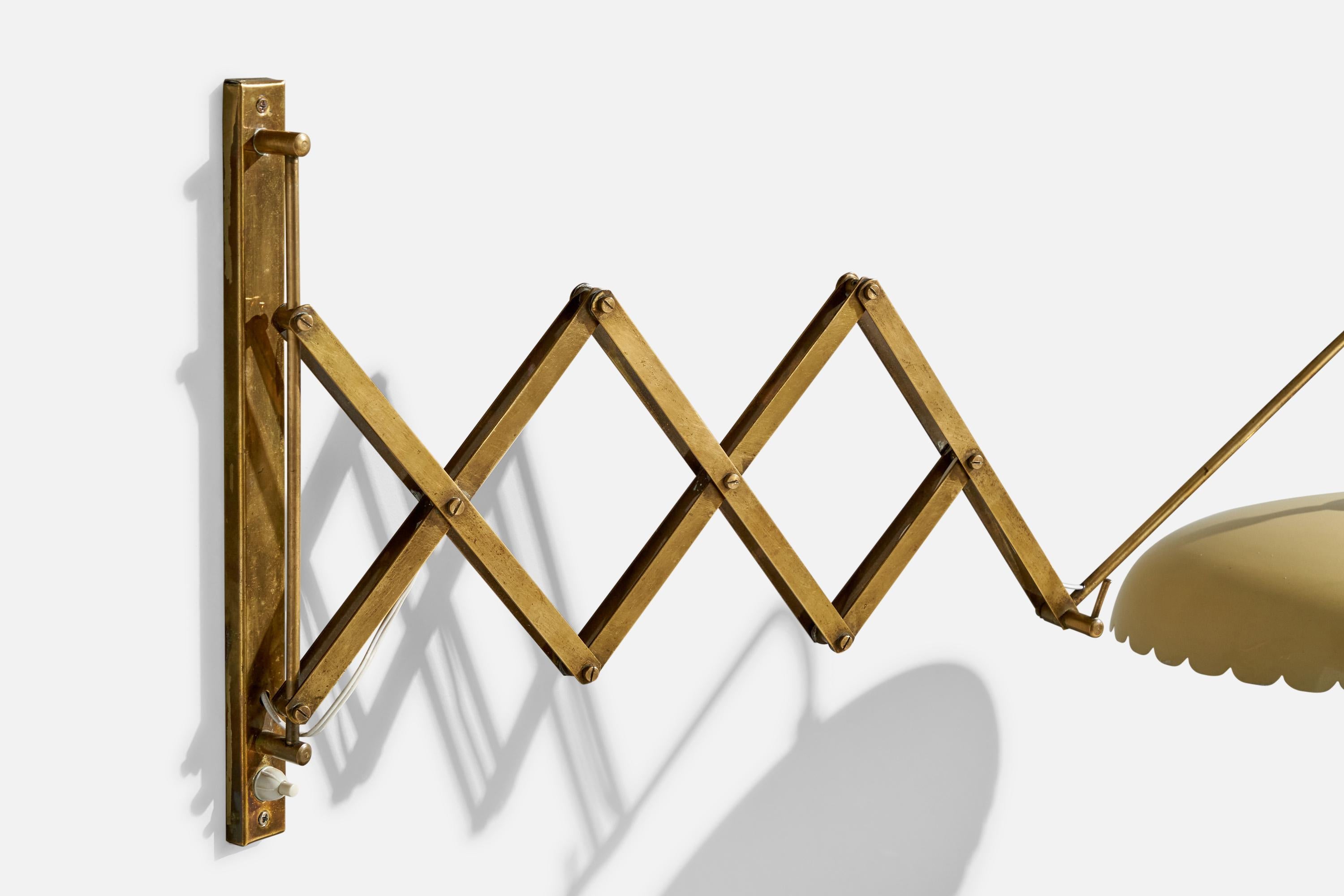 Italian Designer, Wall Light, Brass, Metal, Italy, 1940s 2