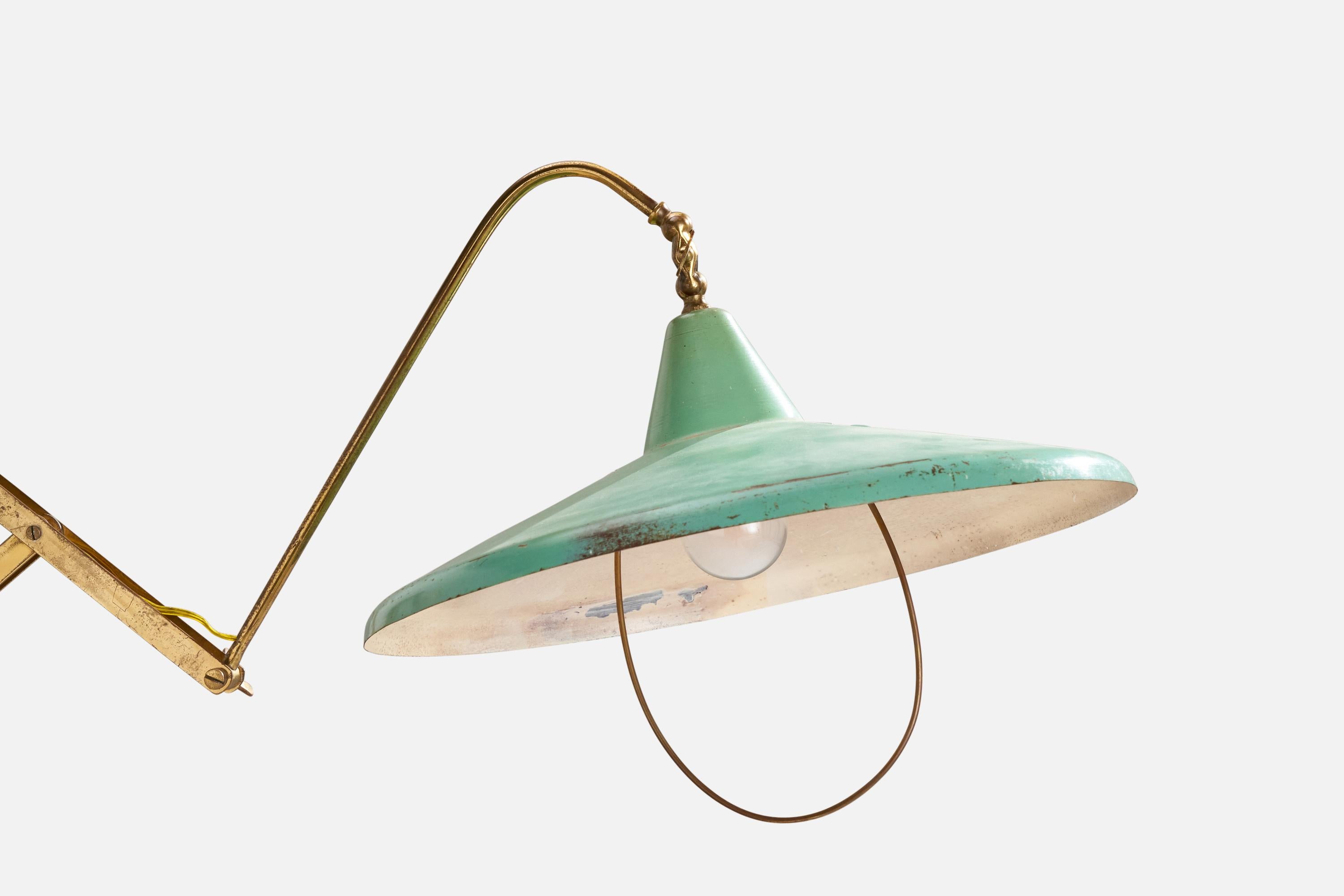 Italian Designer, Wall Light, Brass, Metal, Italy, 1940s For Sale 2