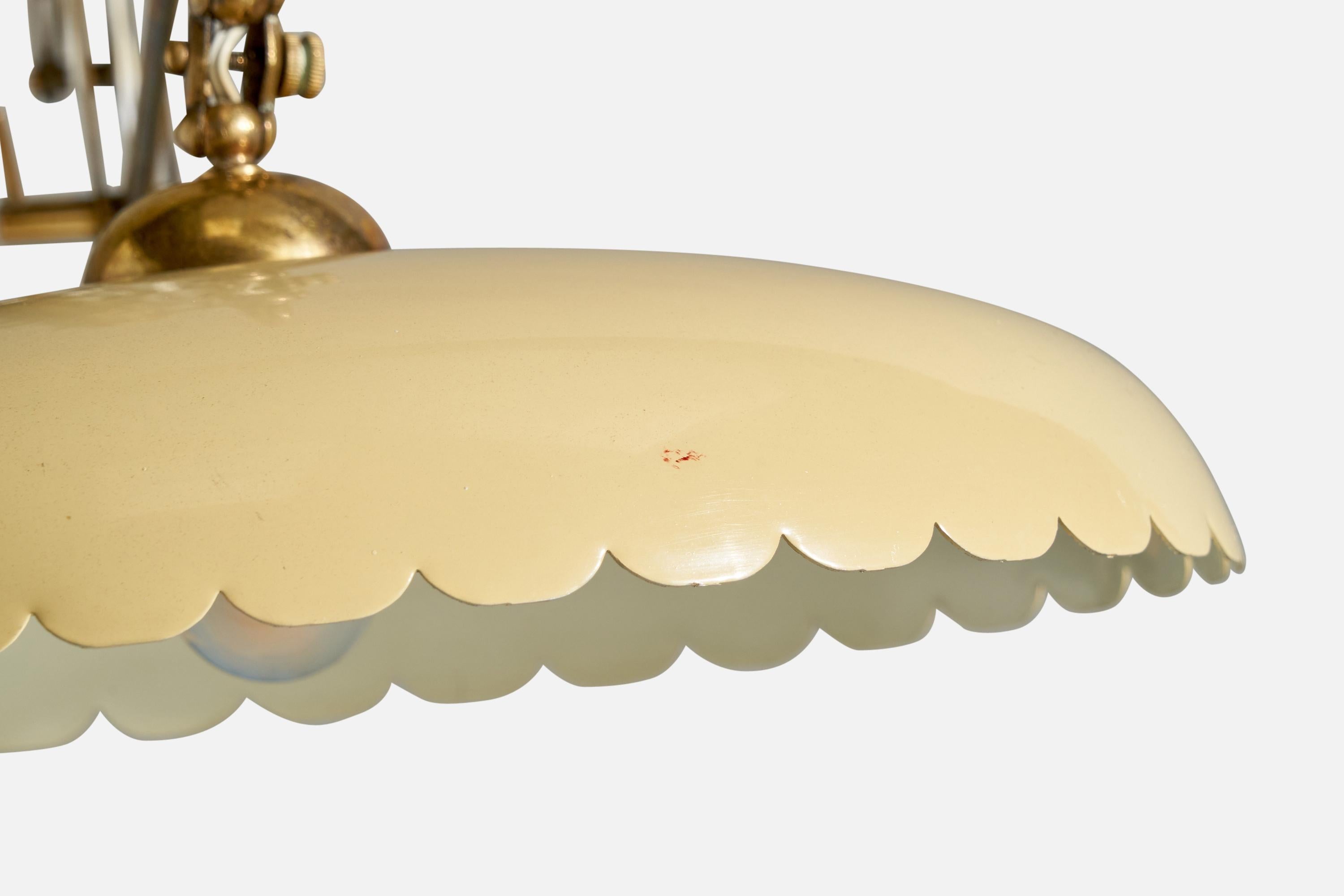 Italian Designer, Wall Light, Brass, Metal, Italy, 1940s 5