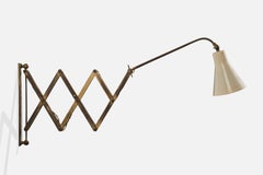 Italian Designer, Wall Light, Brass, Metal, Italy, 1950s