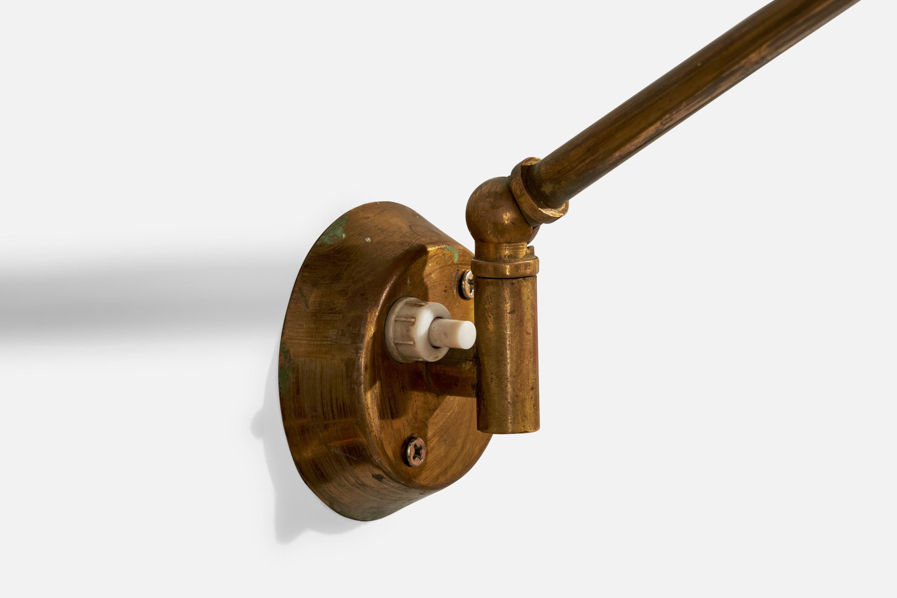 Mid-20th Century Italian Designer, Wall Light, Brass, Metal, Italy, 1950s For Sale
