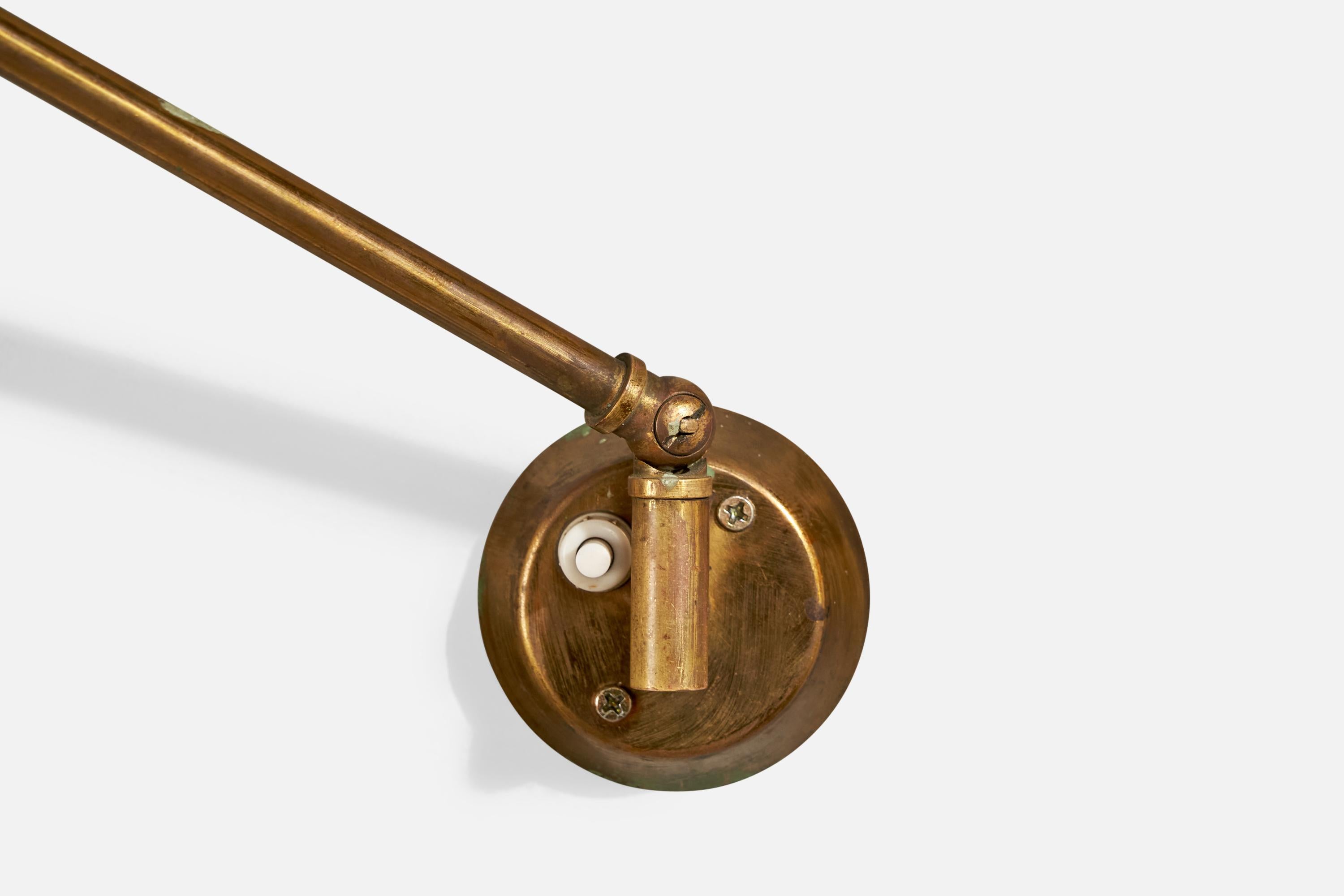 Italian Designer, Wall Light, Brass, Metal, Italy, 1950s For Sale 1
