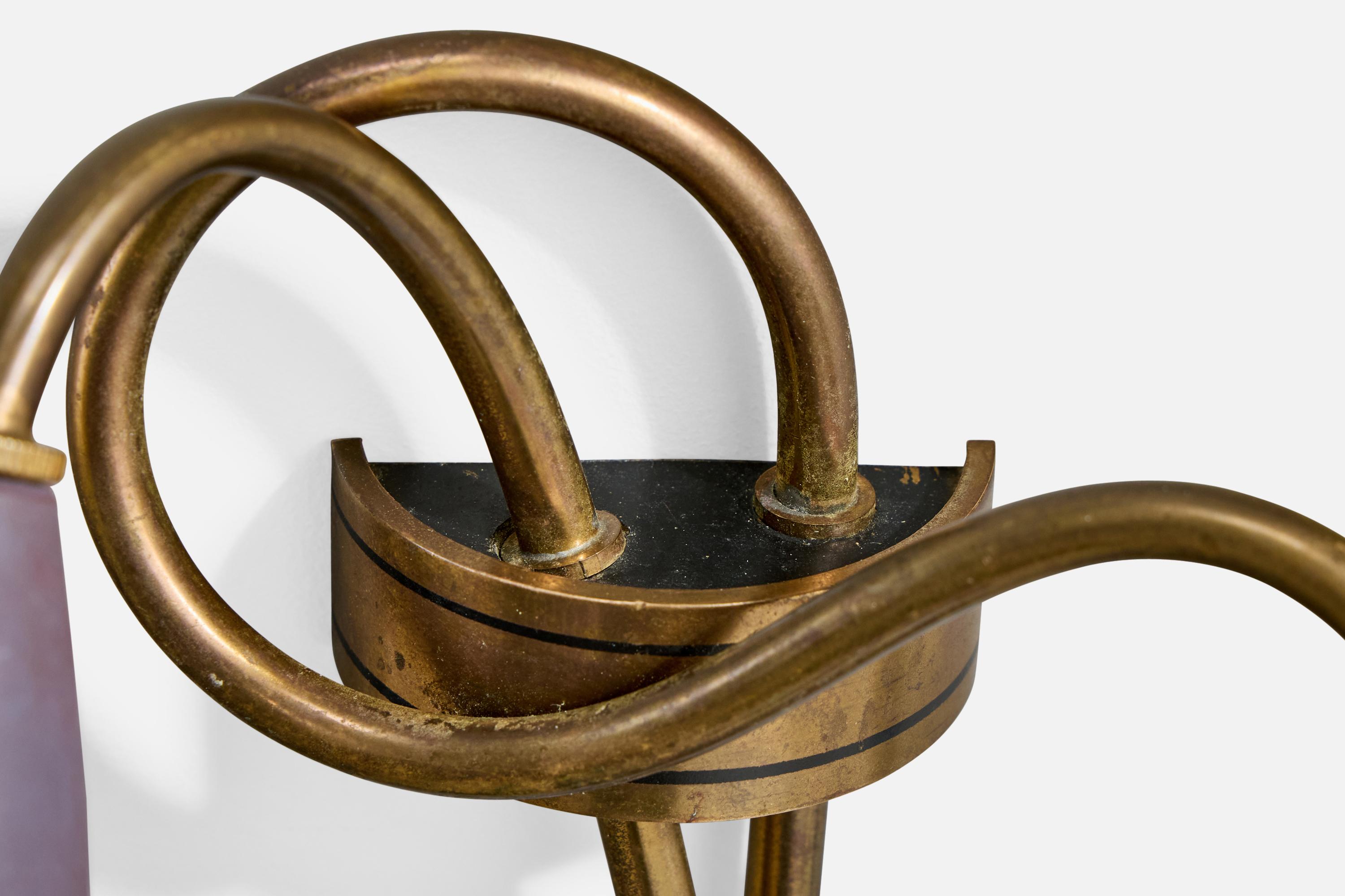 Italian Designer, Wall Light, Brass, Metal, Italy, 1950s For Sale 1