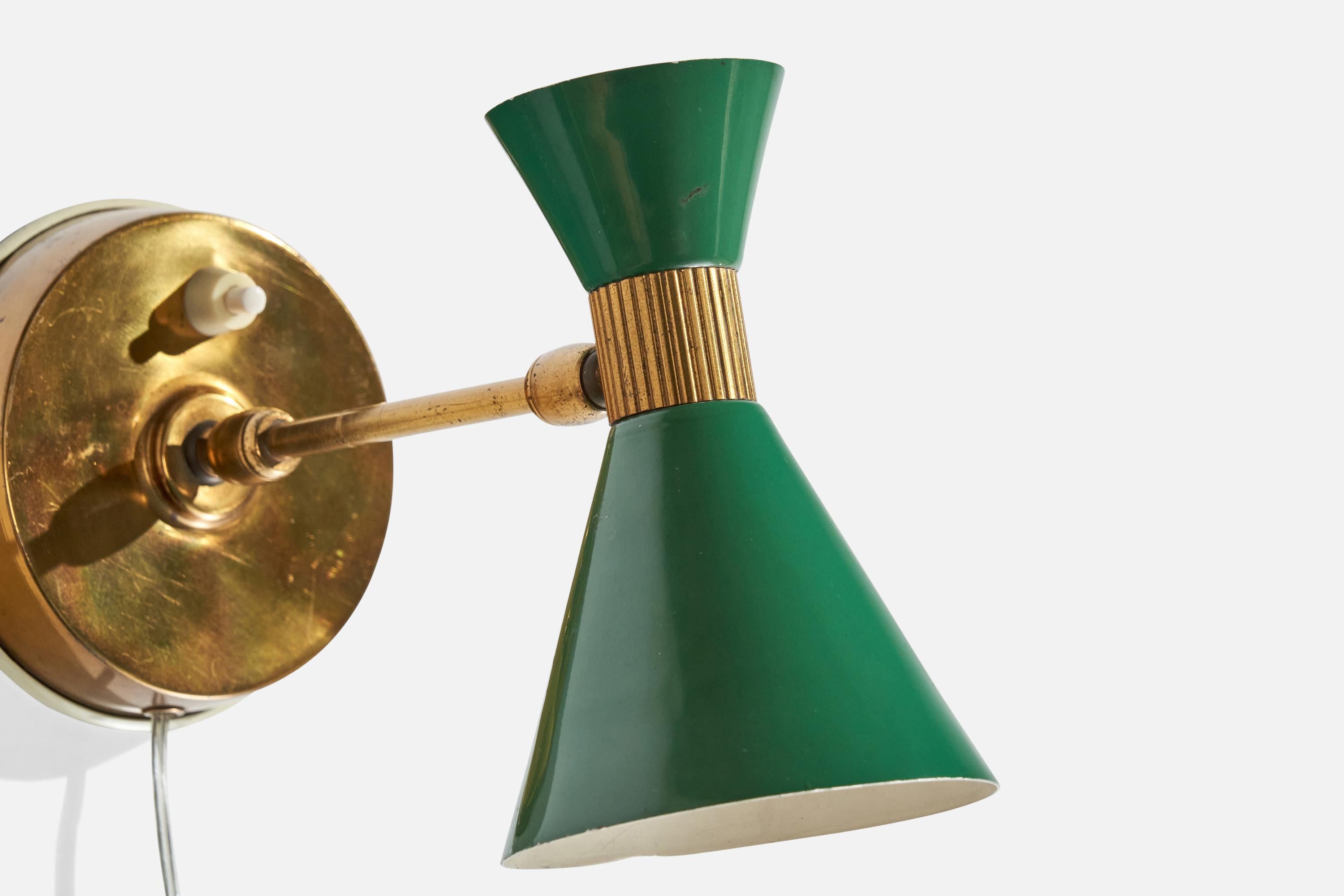 Italian Designer, Wall Light, Brass, Metal, Italy, 1950s For Sale 2