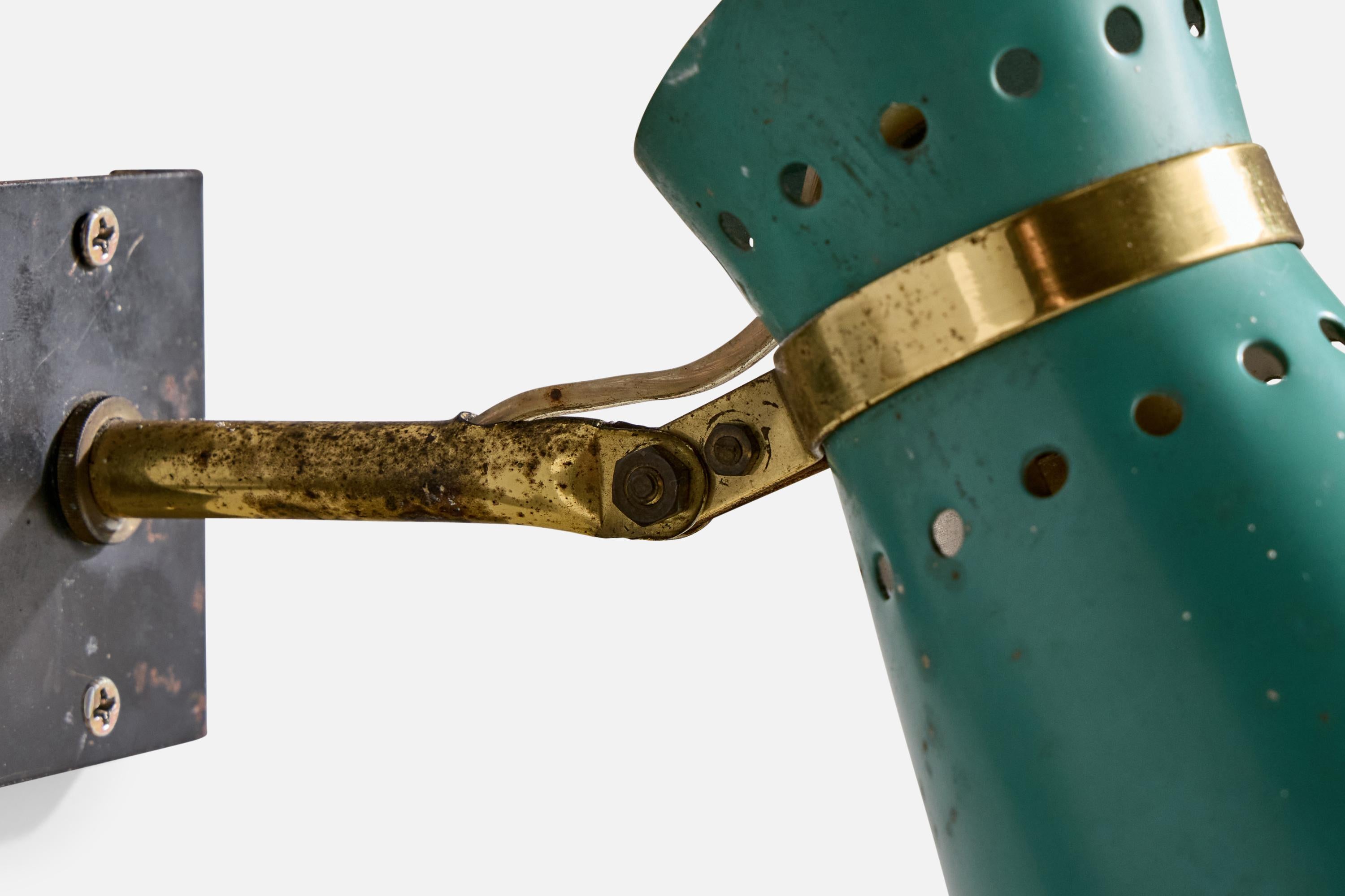 Metallo Lampada da parete di design italiano, ottone, metallo, Italia, anni '50 in vendita