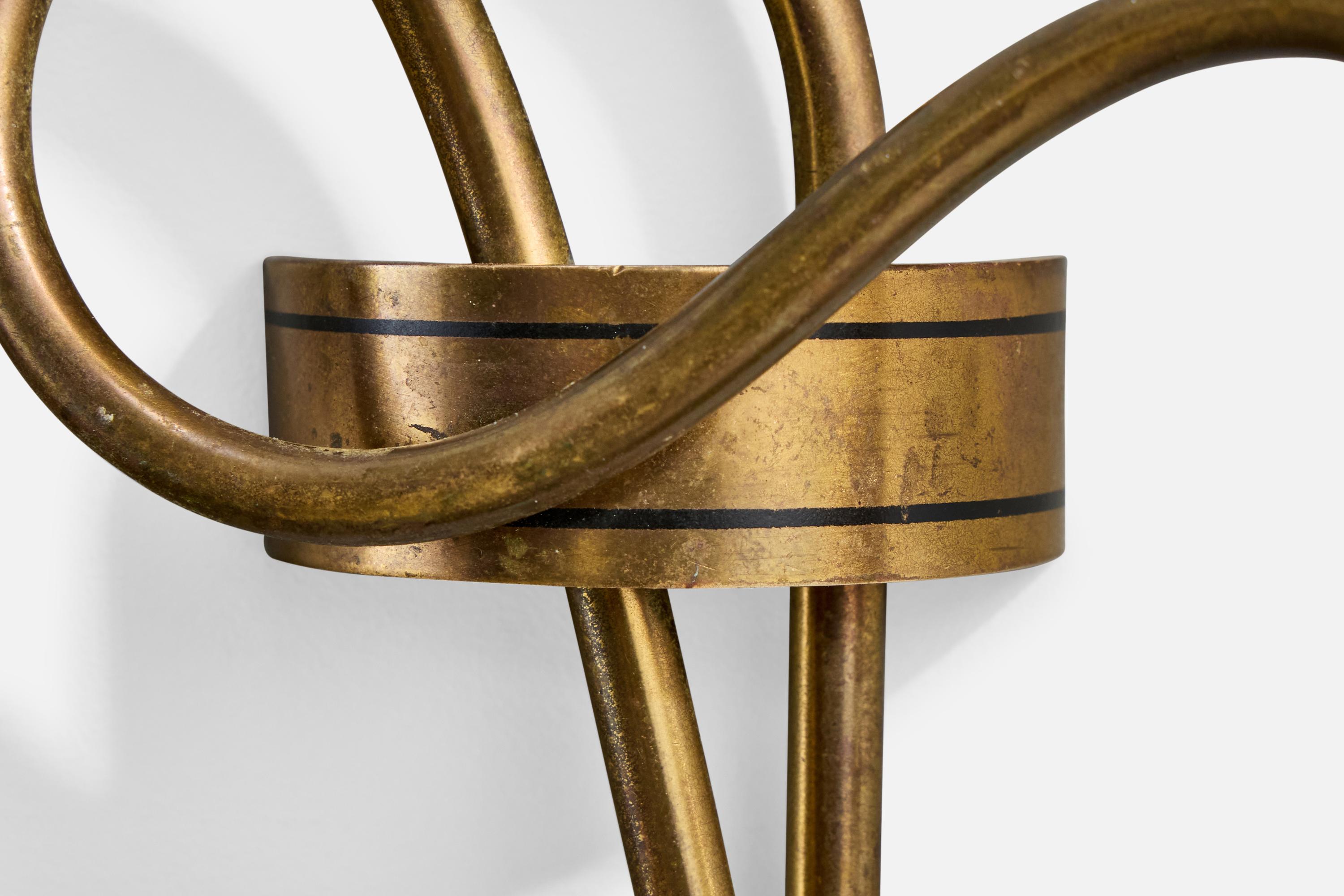 Italian Designer, Wall Light, Brass, Metal, Italy, 1950s For Sale 2