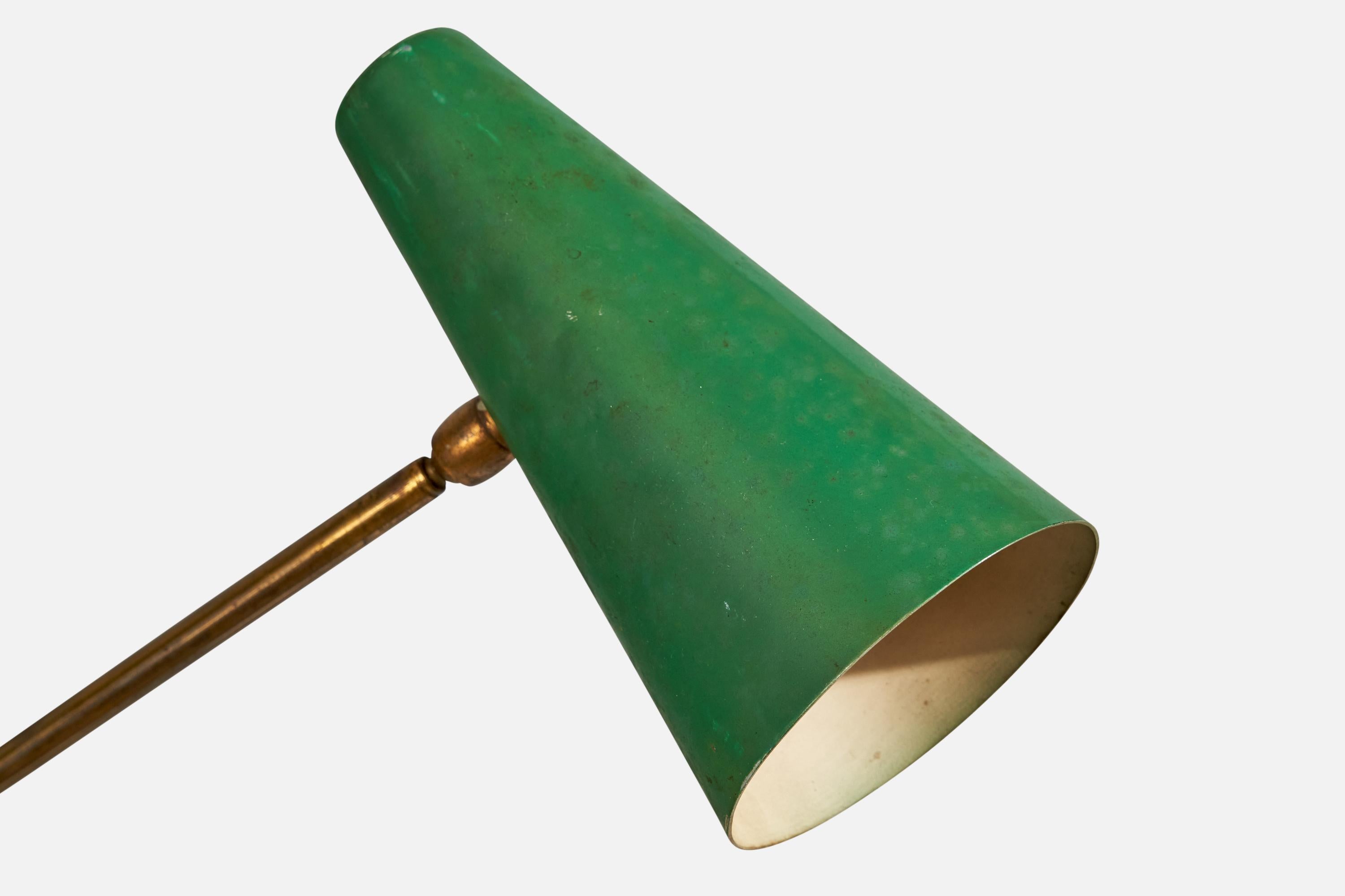 Italian Designer, Wall Light, Brass, Metal, Italy, 1950s For Sale 3