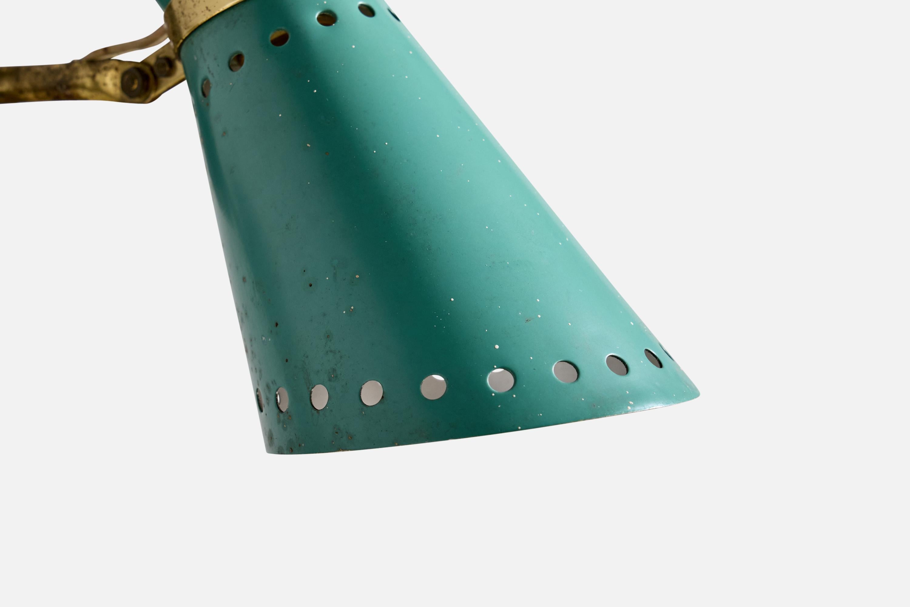 Lampada da parete di design italiano, ottone, metallo, Italia, anni '50 in vendita 1