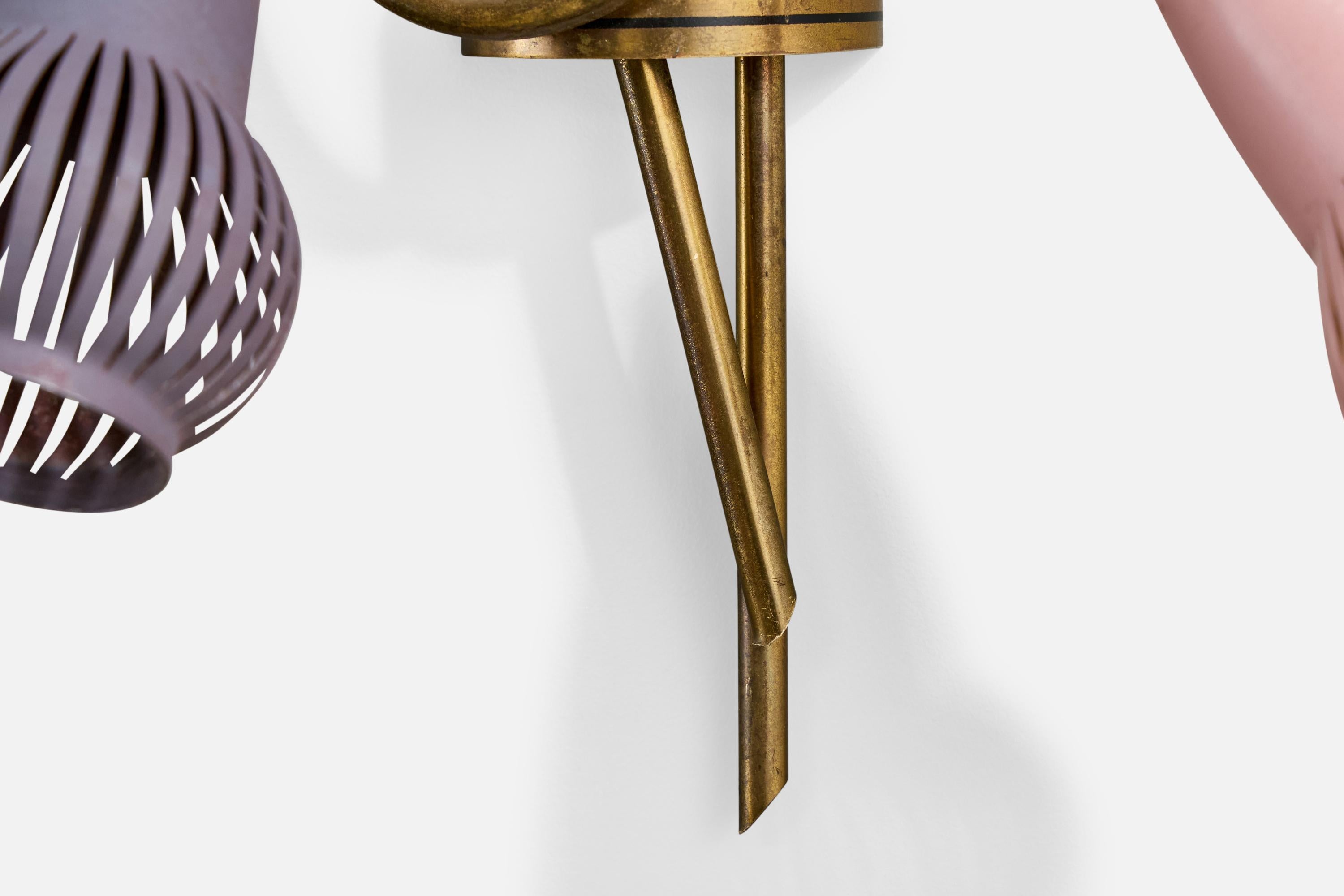 Italian Designer, Wall Light, Brass, Metal, Italy, 1950s For Sale 3