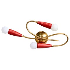 Italian Designer, Wall Light, Brass, Metal, Italy, 1950s