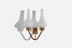 Italian Designer, Wall Light, Brass, Milk Glass, Italy, 1950s