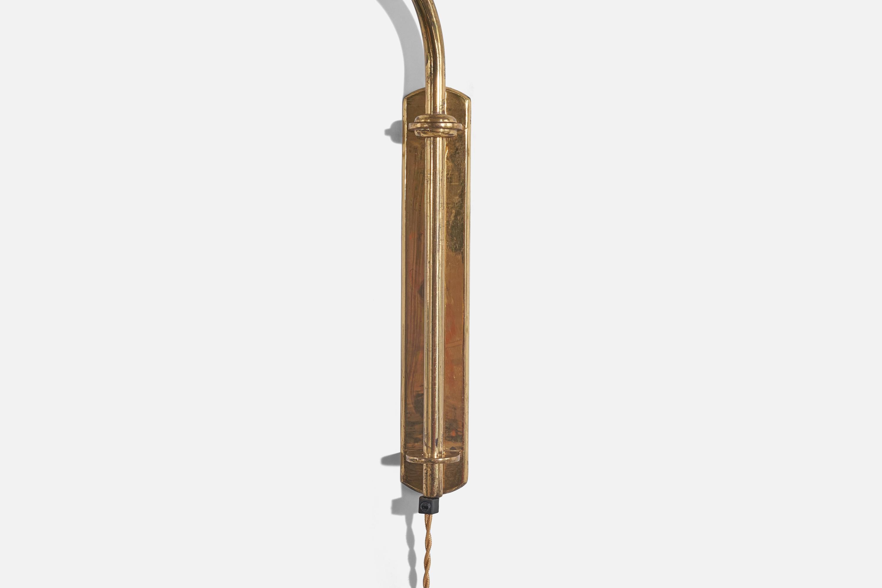 Italian Designer, Wall Light, Brass, String, Italy, 1940s For Sale 1
