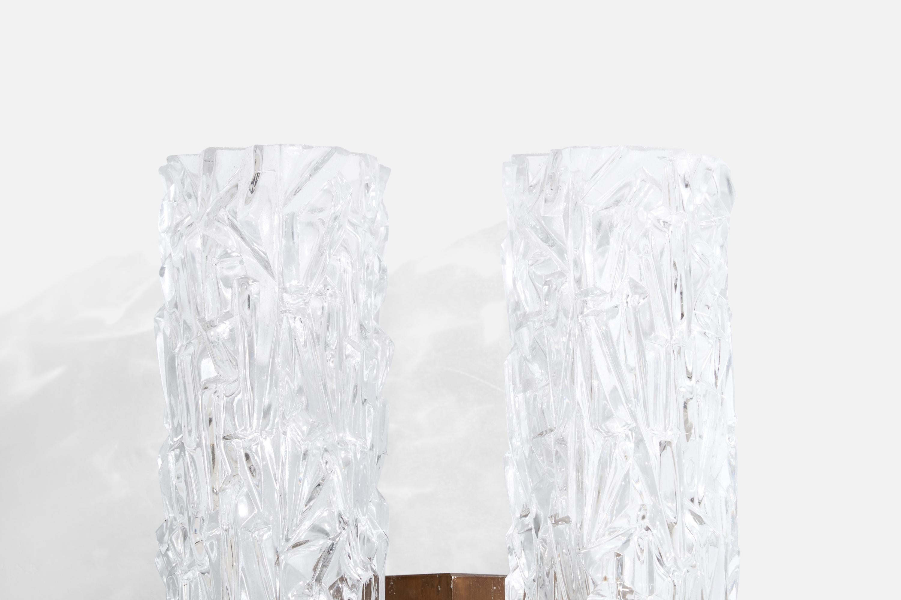 Italian Designer, Wall Light, Copper, Glass, Italy, 1950s For Sale 2