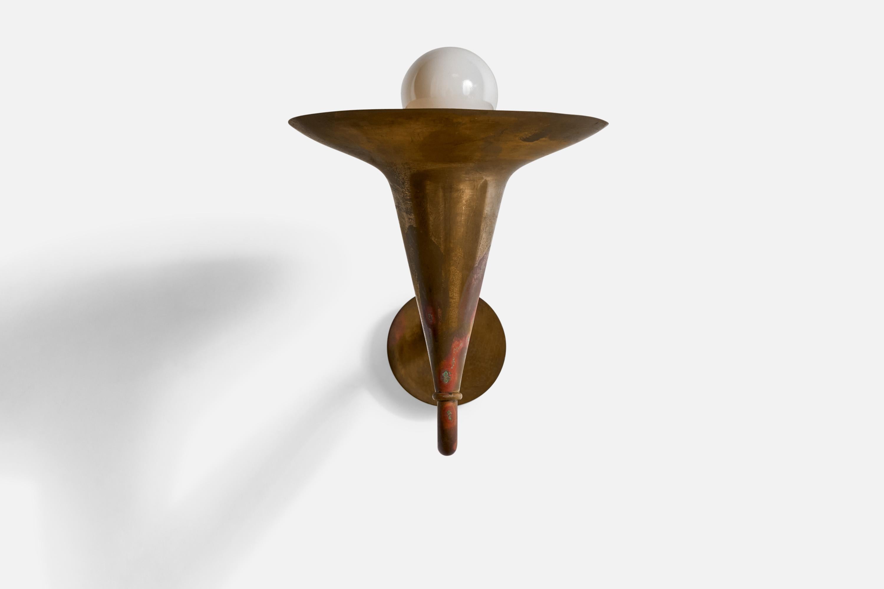 Italian Designer, Wall Light, Copper, Italy, 1940s 1