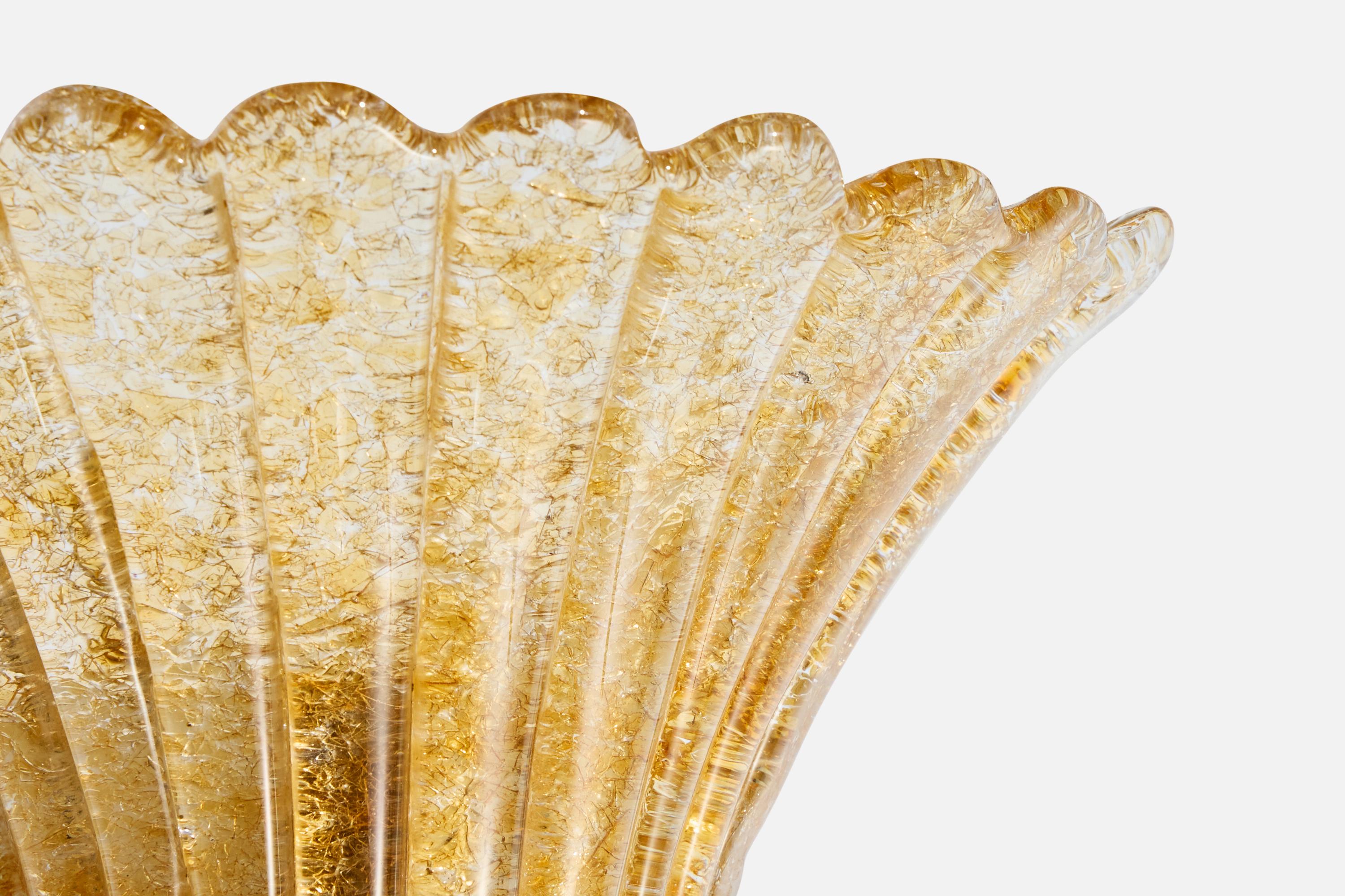 Italienischer Designer, Wandleuchte, Glas, Messing, Italien, 1940er Jahre im Angebot 1