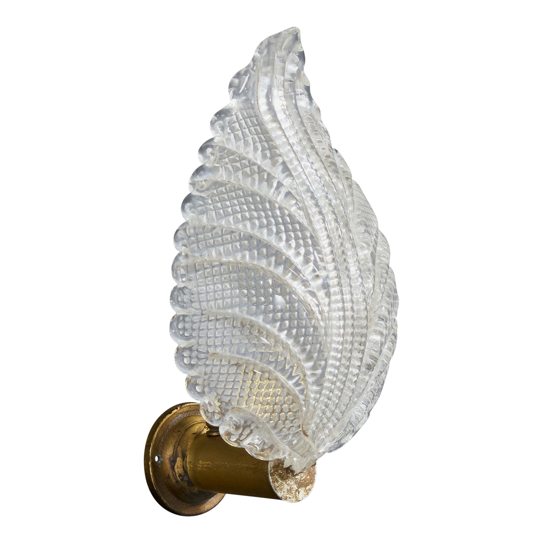 Diseñador italiano, Aplique, Vidrio, Latón, Italia, Década de 1940