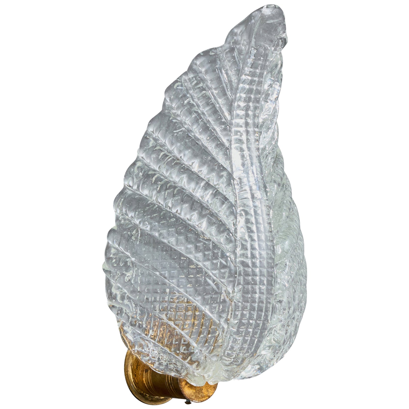 Diseñador italiano, Aplique, Vidrio, Latón, Italia, Década de 1940