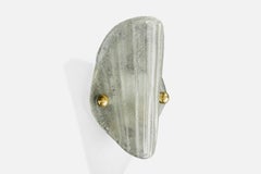 Italian Designer, Wall Light, Glass, Brass, Italy, 1960s