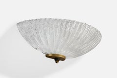 Italian Designer, Wall Light, Glass, Brass, Italy, 1960s
