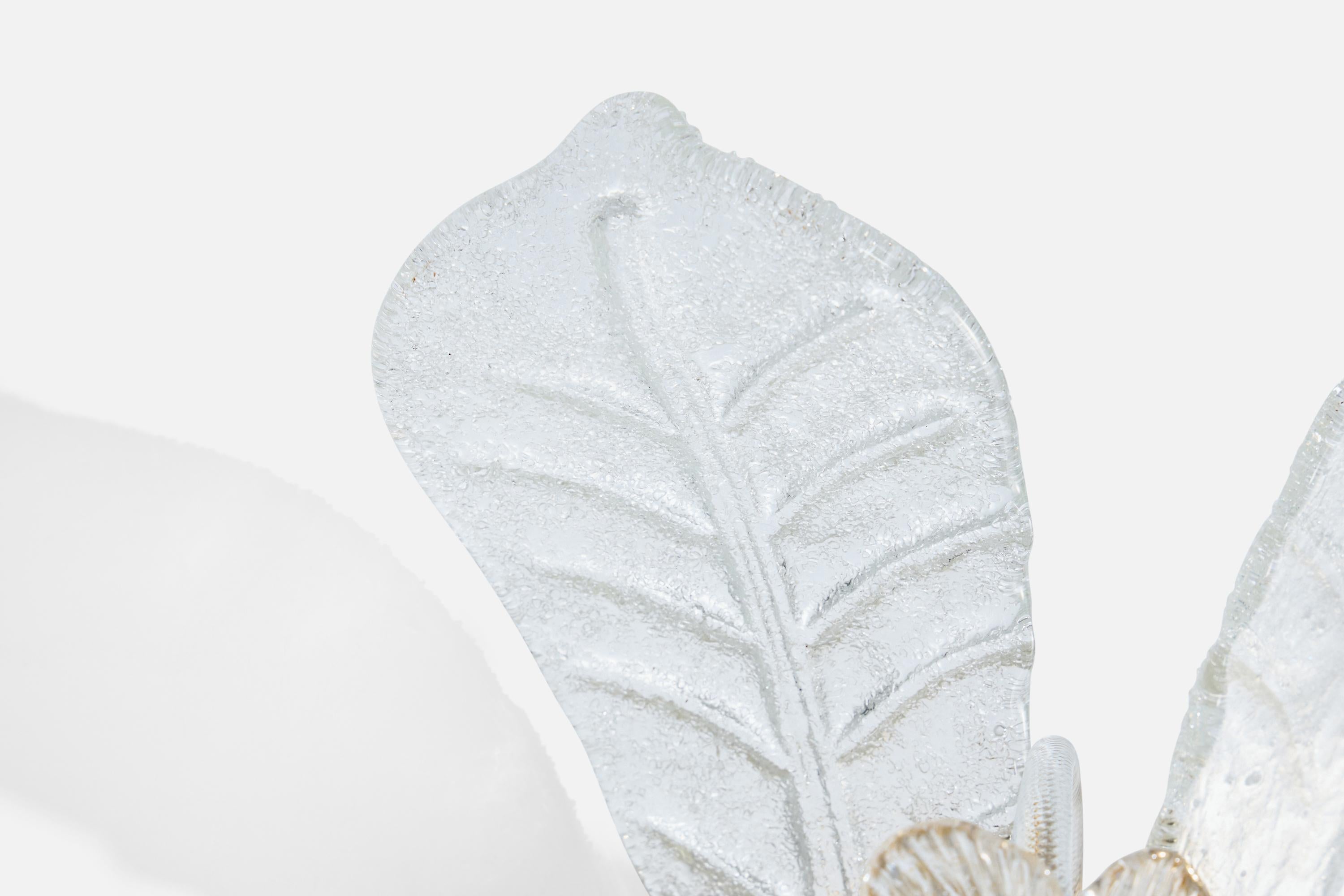 Italienischer Designer, Wandleuchte, Glas, Messing, Italien, 1990er Jahre im Angebot 5