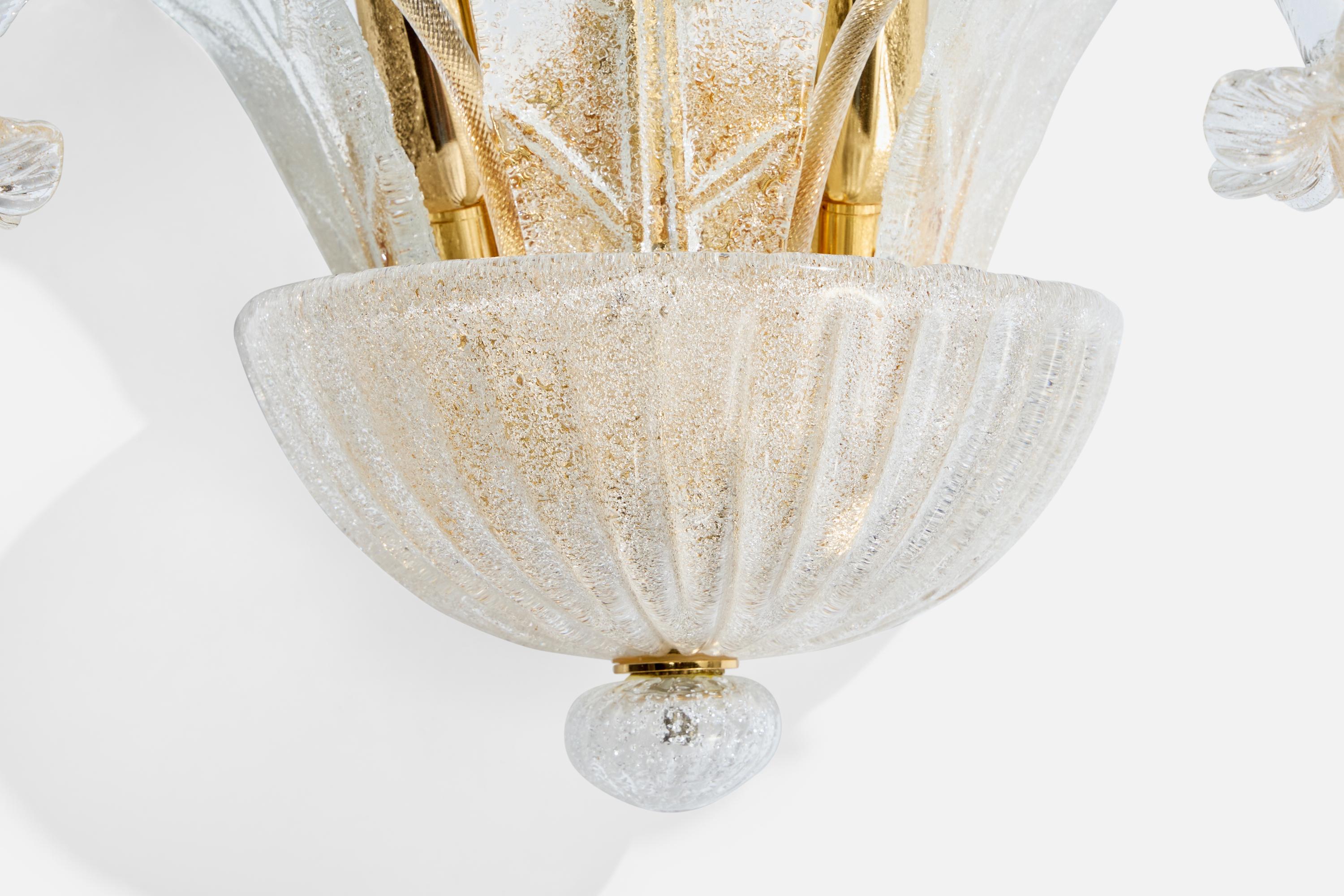 Italienischer Designer, Wandleuchte, Glas, Messing, Italien, 1990er Jahre (Ende des 20. Jahrhunderts) im Angebot