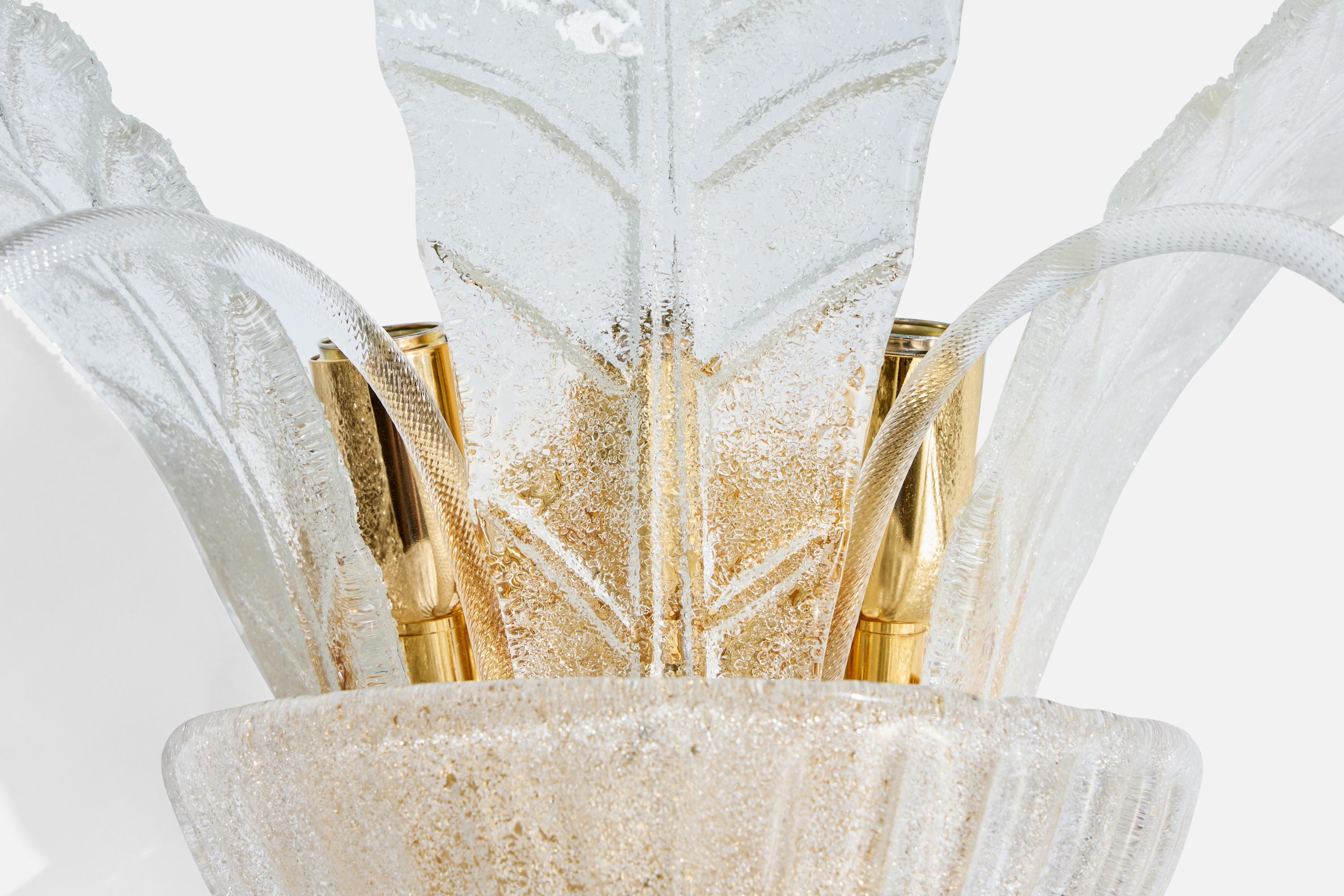 Italienischer Designer, Wandleuchte, Glas, Messing, Italien, 1990er Jahre im Angebot 1