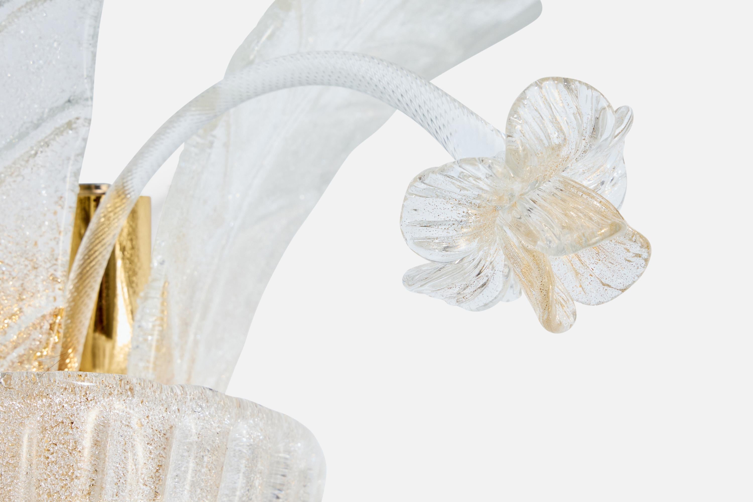 Italienischer Designer, Wandleuchte, Glas, Messing, Italien, 1990er Jahre im Angebot 3