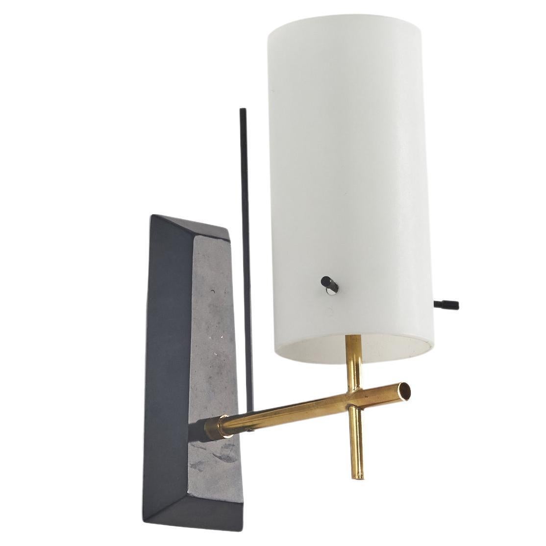 Italian Designer, Wall Light, Glass, Brass, Metal, Italy, 1950s