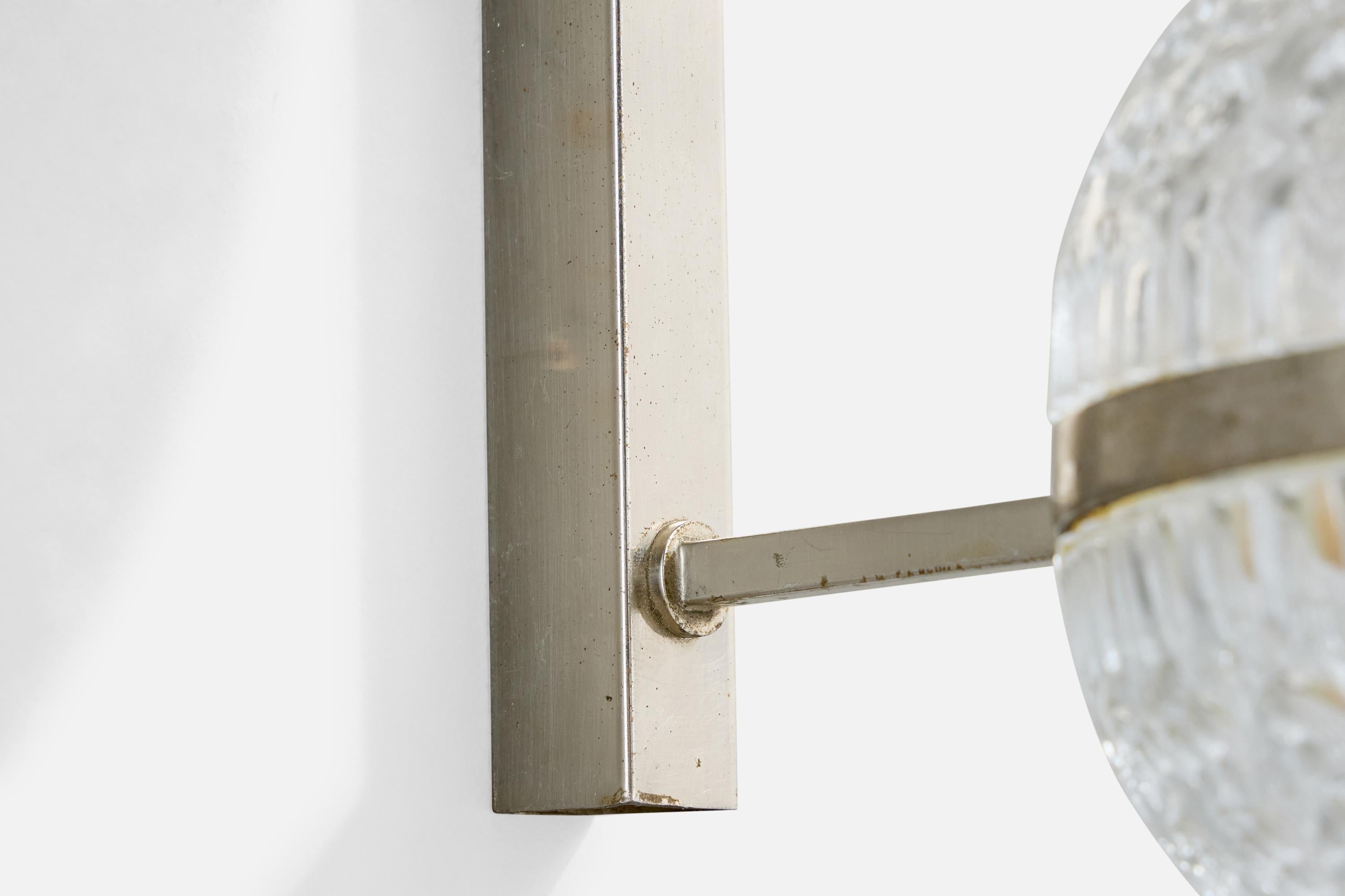 Italian Designer, Wall Light, Glass, Metal, Italy, 1960s For Sale 1