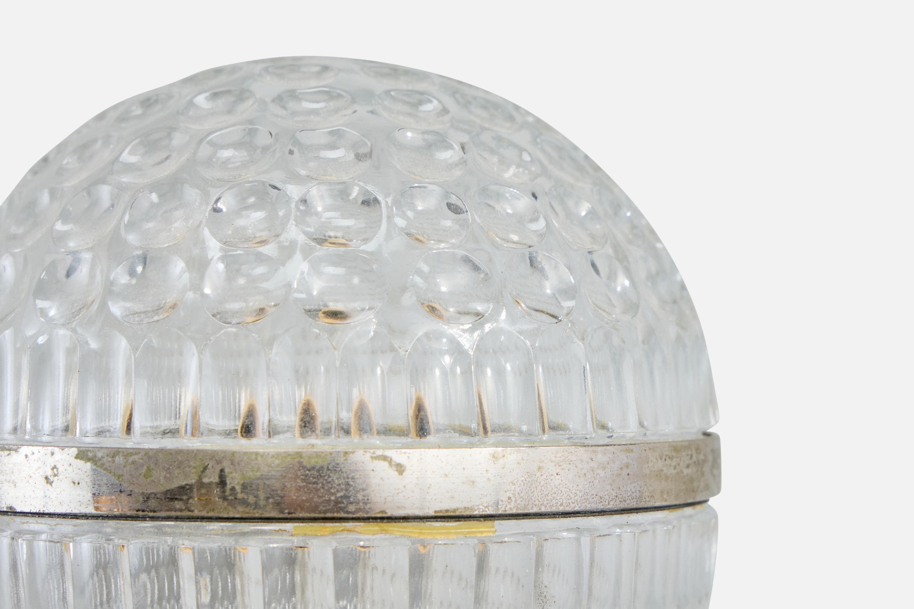 Italian Designer, Wall Light, Glass, Metal, Italy, 1960s For Sale 2