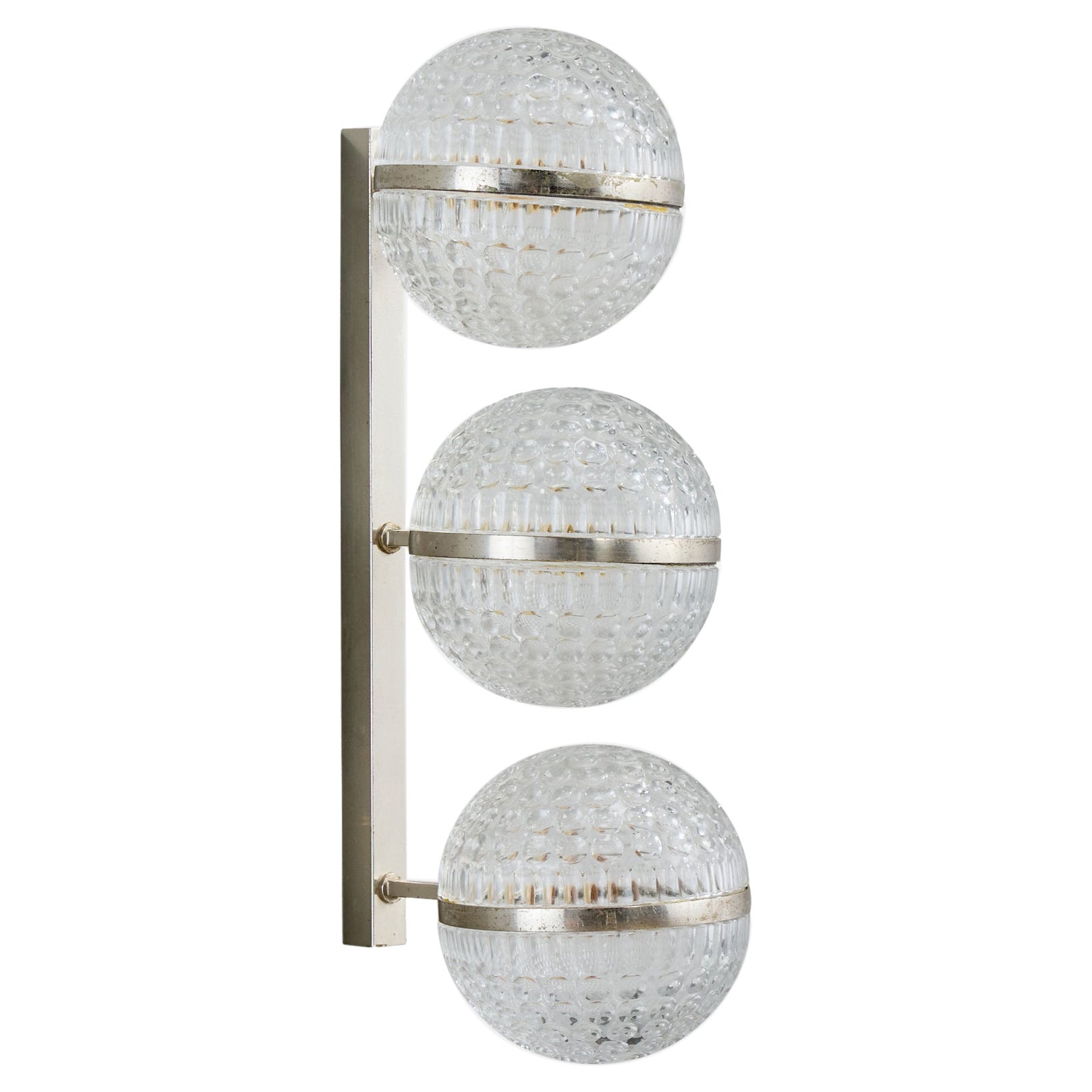 Italienischer Designer, Wandleuchte, Glas, Metall, Italien, 1960er Jahre