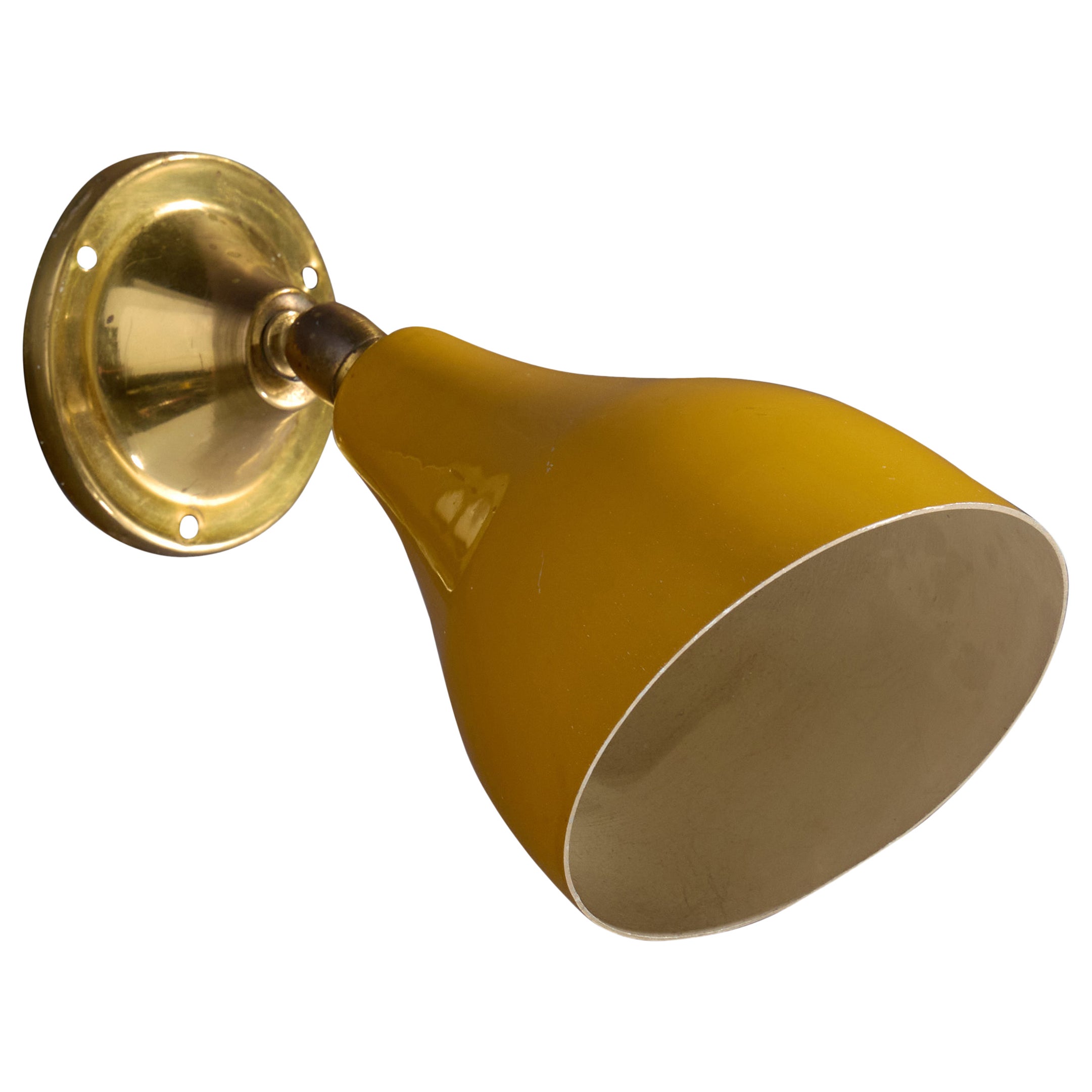 Italian Designer, Wall Light, Metal, Brass, Italy, 1950s