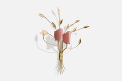 Italian Designer, Wall Light, Metal, Fabric, Italy, 1950s