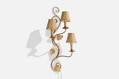 Italian Designer, Wall Light, Metal, Fabric, Italy, 1950s