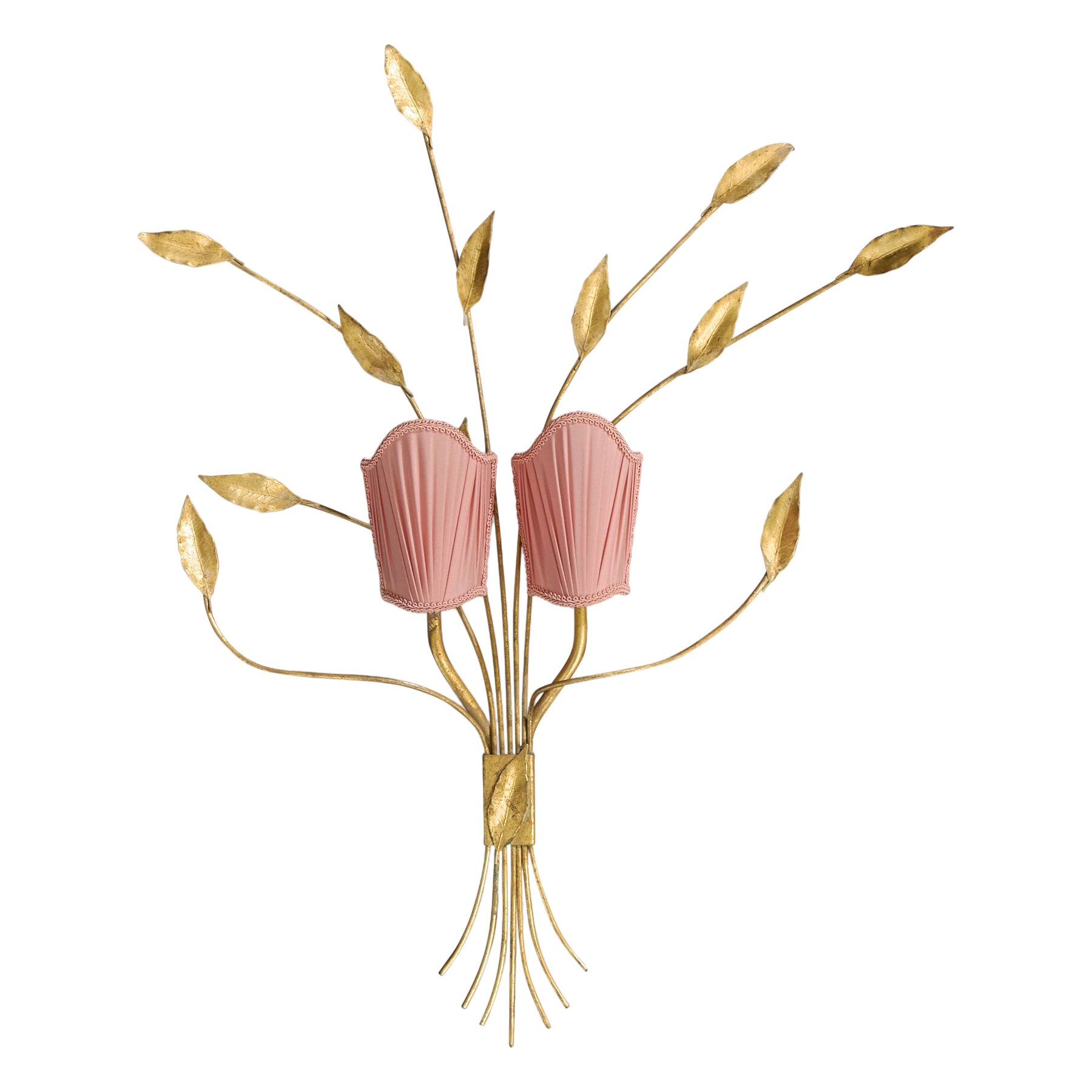 Italian Designer, Wall Light, Metal, Fabric, Italy, 1950s