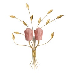 Italian Designer, Wall Light, Metal, Fabric, Italy, 1950s